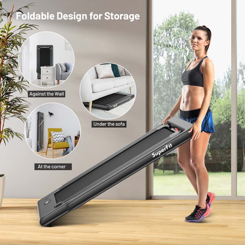ZenVora 2-in-1 Folding Electric Treadmill, 2.25 HP, Under-Desk, with Dual Display and Smart App Control