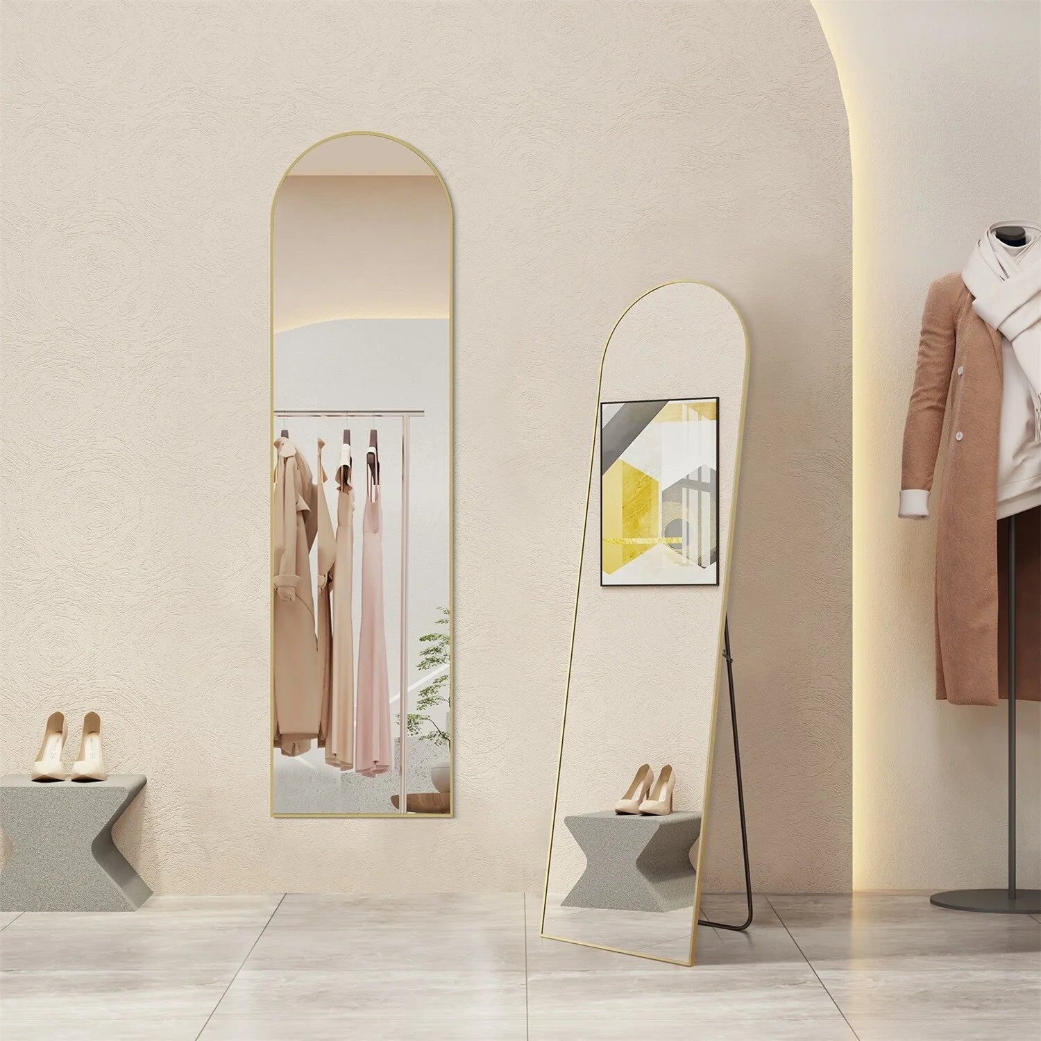 ZenVora Full Length Mirror with Stand, Aluminum Alloy Frame Full Body Floor Mirror for Bedroom and Cloakroom