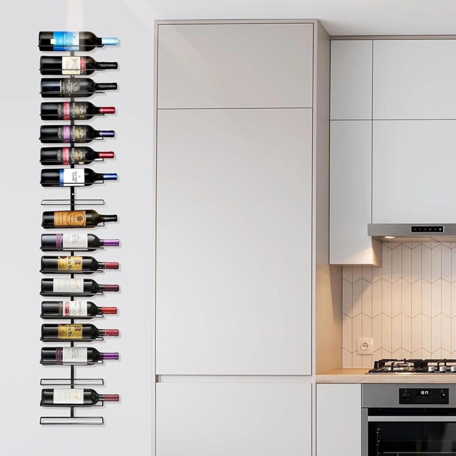 ZenVora 27 Bottle Wall Mounted Wine Rack, Vertical Wine Storage Organizer for Home Bar, Kitchen and Dining Room