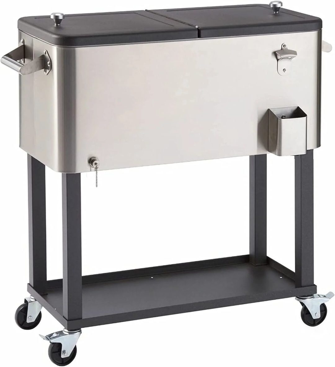 ZenVora 100 Quart Stainless Steel Cooler with Cover, Rolling Wheels, Bottle Opener and Outdoor Beverage Storage