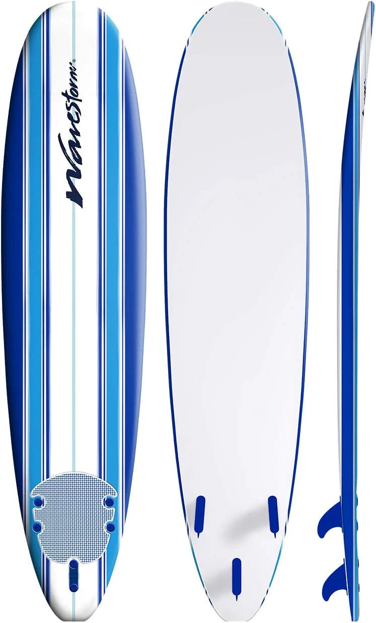 ZenVora 8ft Soft Top Foam Surfboard – EPS Core with 3 Stringers, Wax-Free Longboard, 200lb Capacity