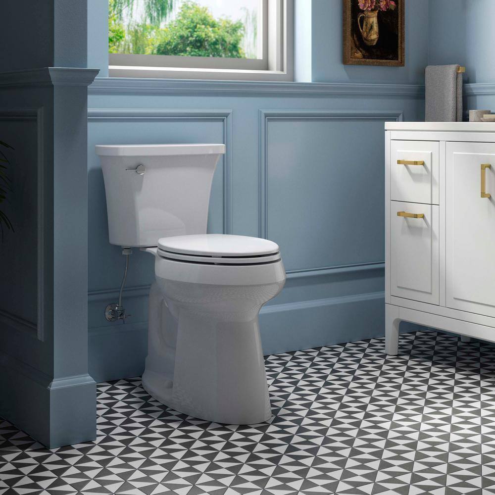 ZenVora Highline Arc 19-Inch Extra Tall Elongated Toilet with Slow-Close Seat, 1.28 GPF Complete Installation Kit