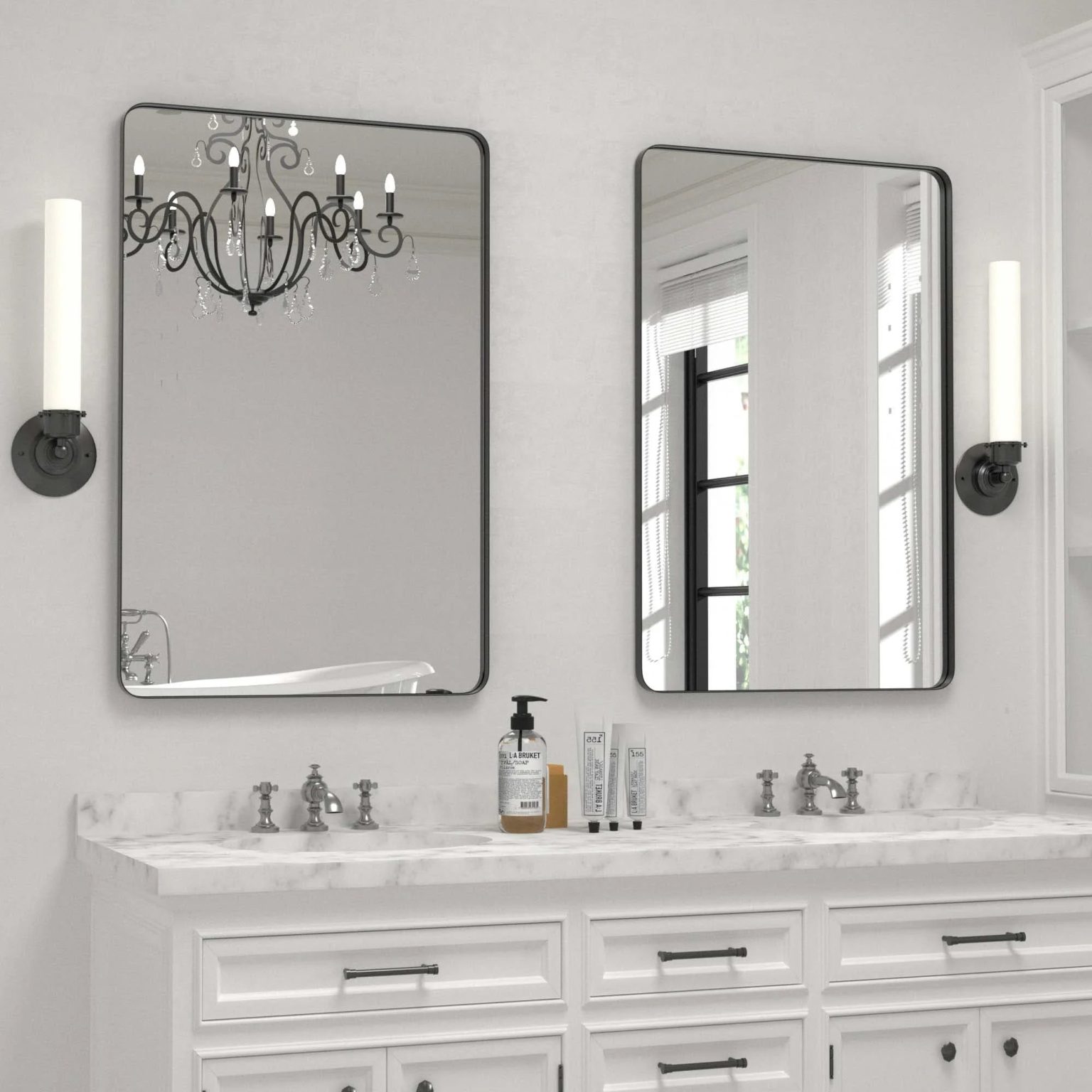 ZenVora Wall Mirror Vanity Mirror, Bathroom Mirror with Rounded Corners, 1 Piece