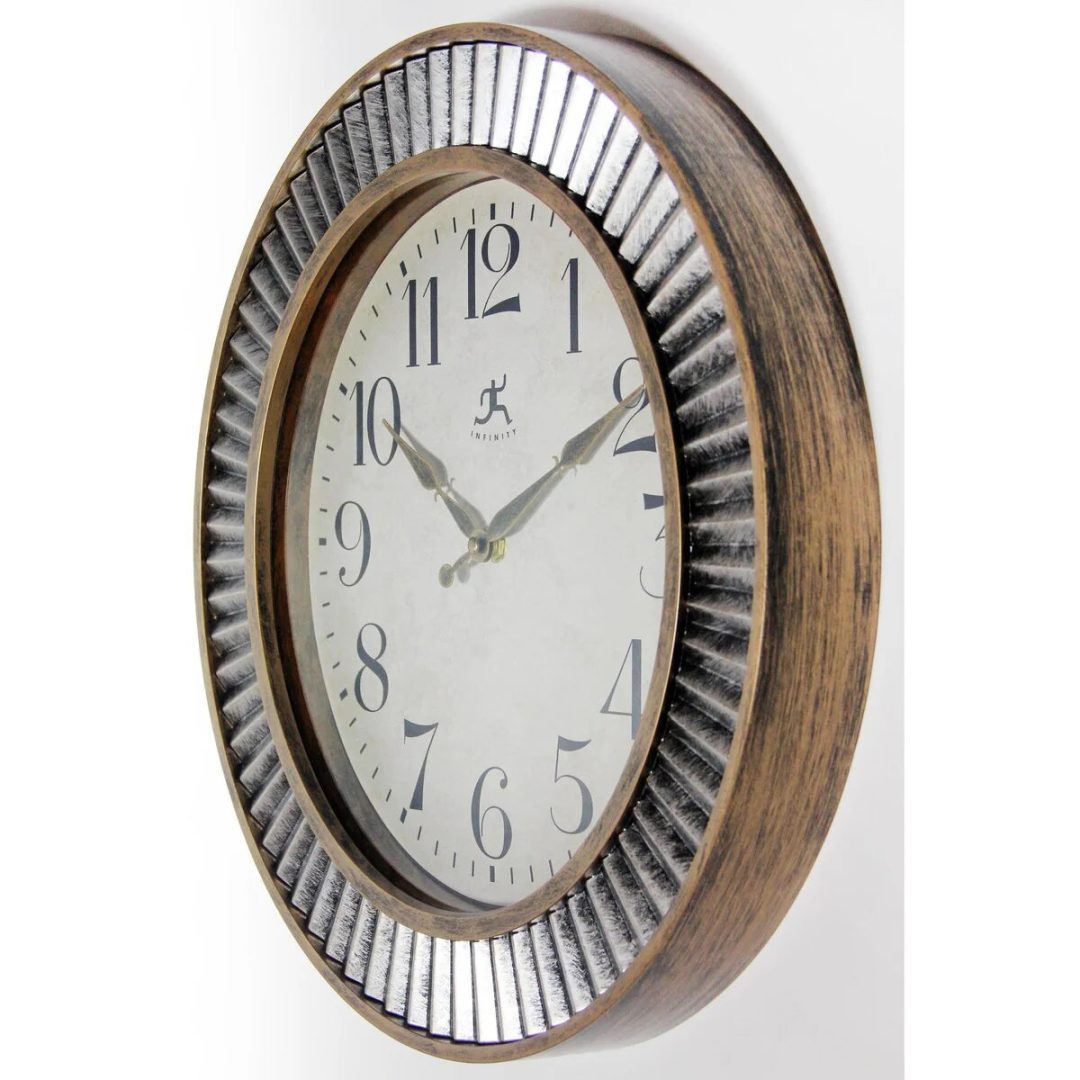ZenVora 16 Inch Rustic Industrial Wall Clock, Decorative Round Clock for Home