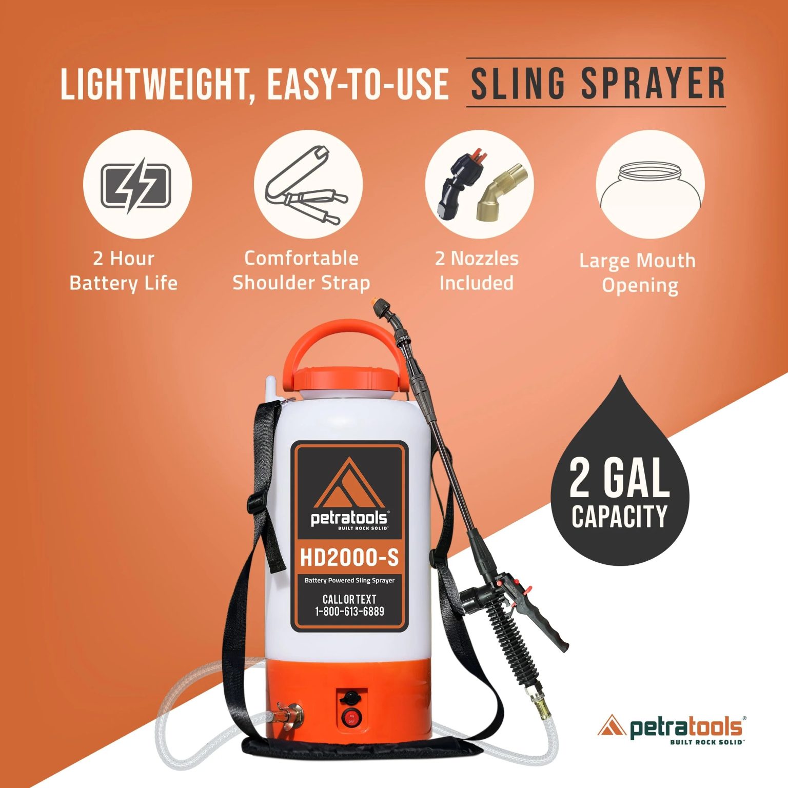 ZenVora 2 Gallon Battery Powered Sprayer, Rechargeable Cordless Electric Pump Sprayer for Garden, Lawn and Outdoor Use