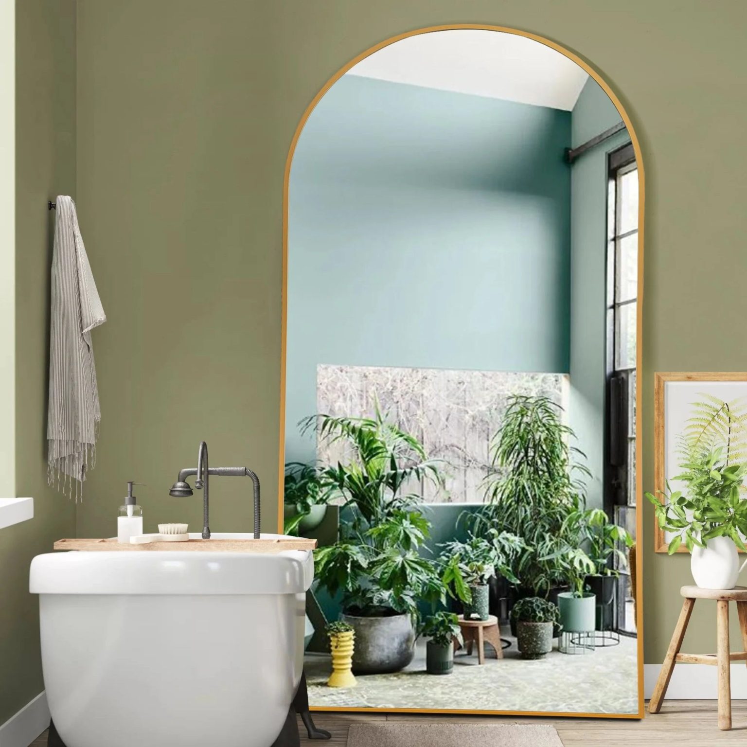 ZenVora Arched Full Length Floor Mirror, Large Full Body Standing and Wall Mounted Mirror for Bedroom, Living Room and Home Decor