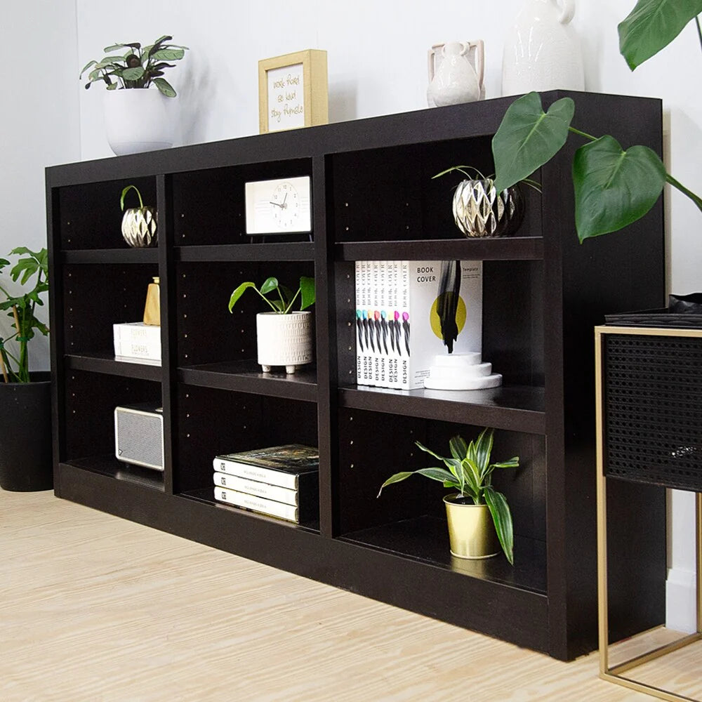 ZenVora Triple Wide Wood Bookcase, 9 Shelf 36 Inch Tall Bookshelf for Home, Office and Display Storage