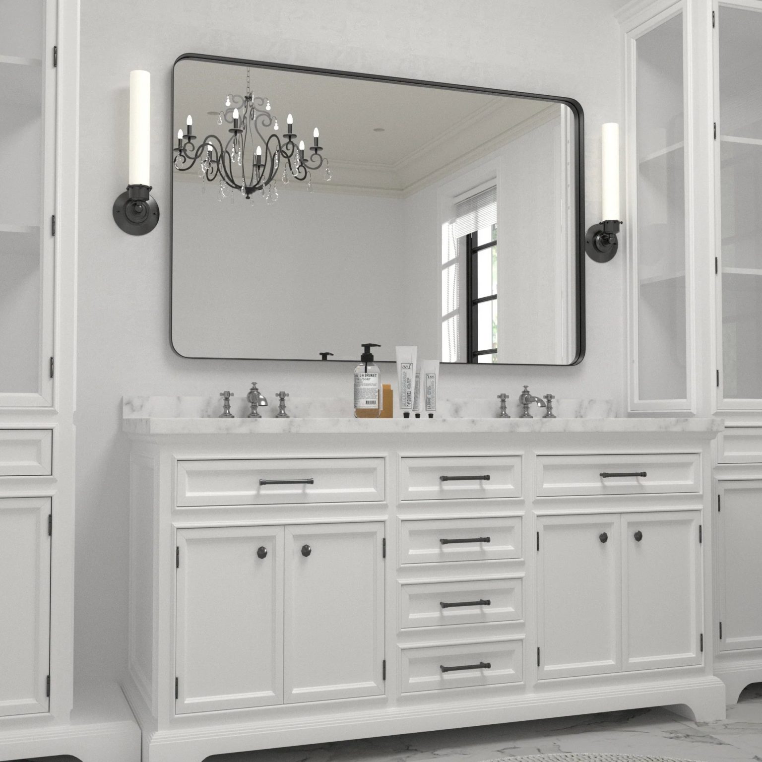 ZenVora Wall Mirror Vanity Mirror, Bathroom Mirror with Rounded Corners, 1 Piece