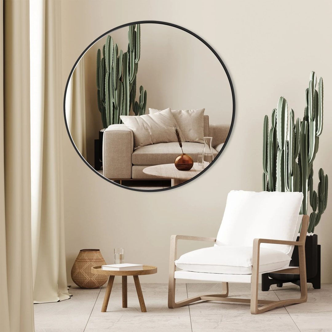 ZenVora Modern Round Bathroom Vanity Mirror, Wall Mounted Circular Mirror for Bathroom, Bedroom and Home Decor