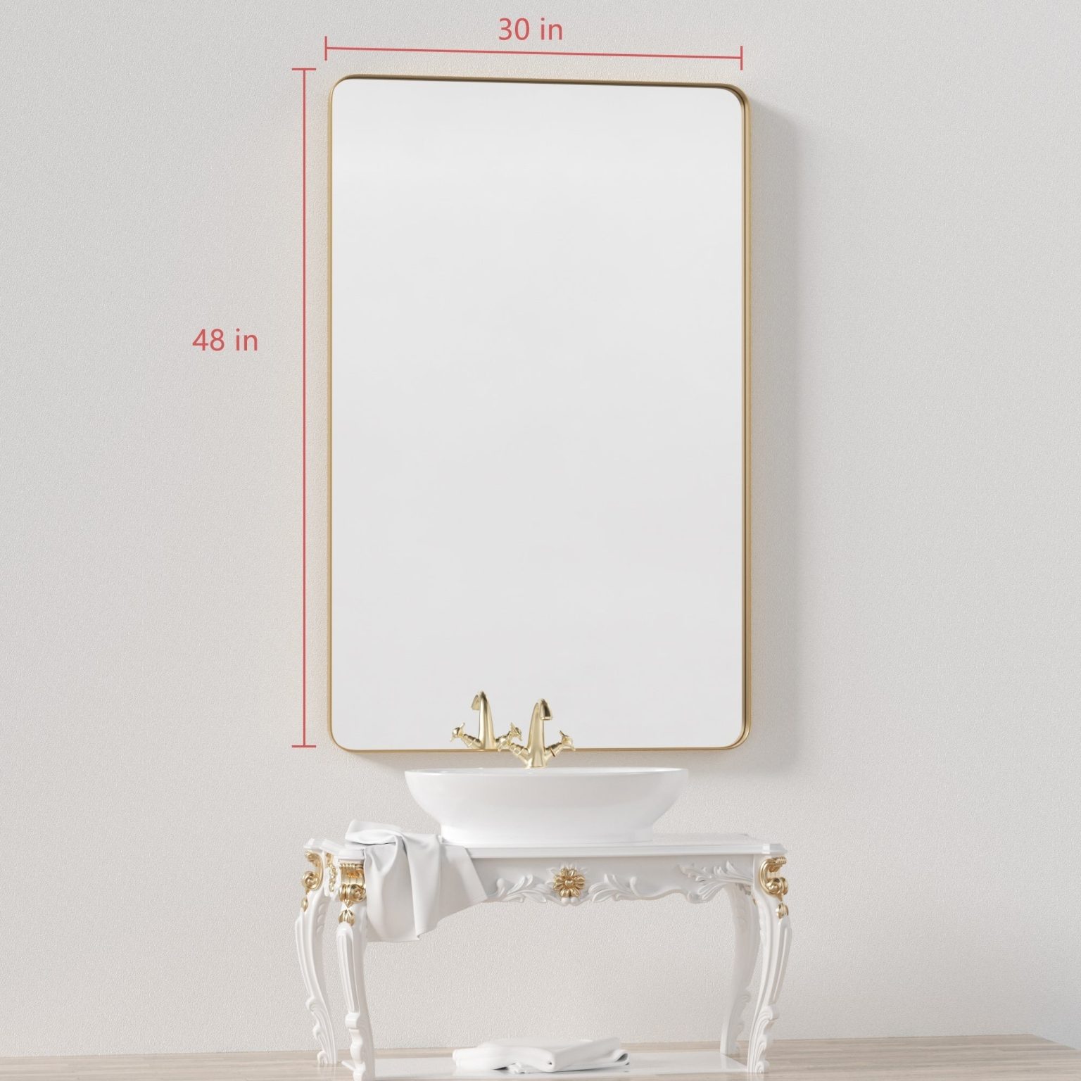 ZenVora Wall Mirror Vanity Mirror, Bathroom Mirror with Rounded Corners, 1 Piece