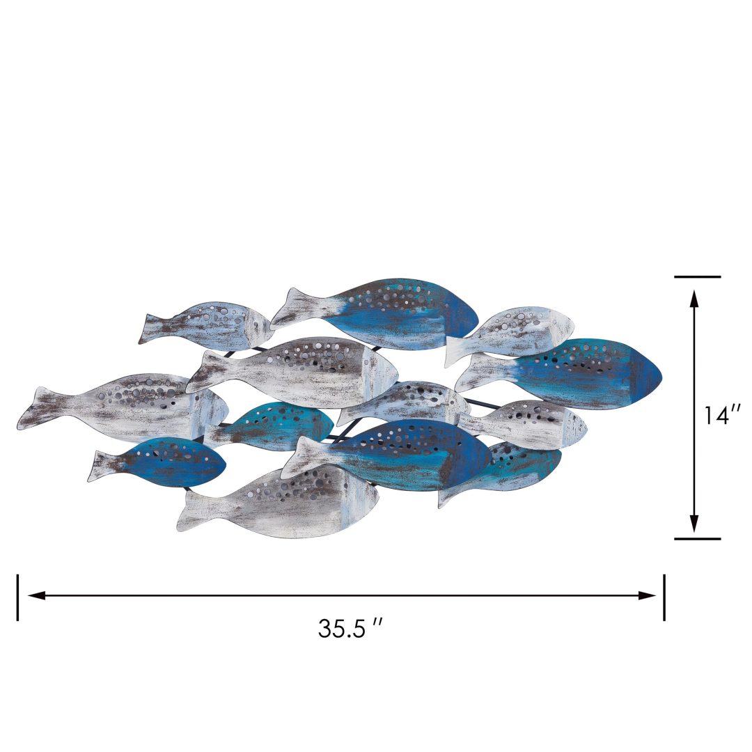 ZenVora Modern Coastal Metal Wall Art, Decorative Fish Wall Sculpture for Living Room, Bedroom and Home Decoration