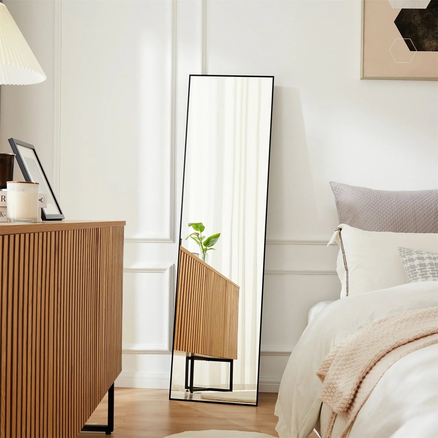 ZenVora Full Length Mirror with Stand, Aluminum Alloy Frame Full Body Floor Mirror for Bedroom and Cloakroom