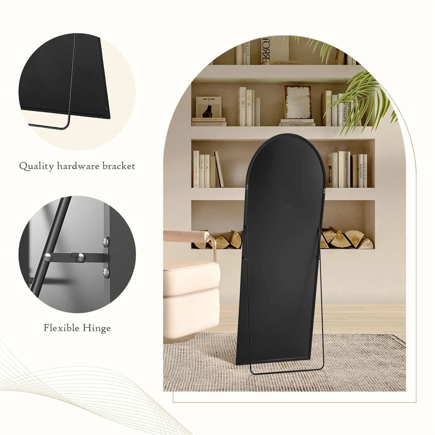 ZenVora Full Length Mirror with Stand, Aluminum Alloy Frame Full Body Floor Mirror for Bedroom and Cloakroom