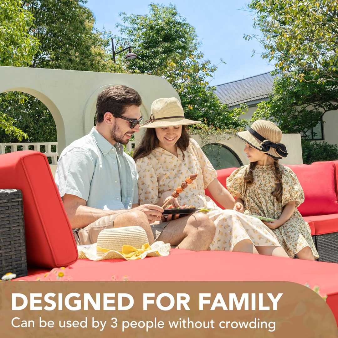 ZenVora 5-Piece All-Weather Patio Furniture Set with Cushions, Outdoor Wicker Conversation Sofa Set for Garden, Deck & Backyard