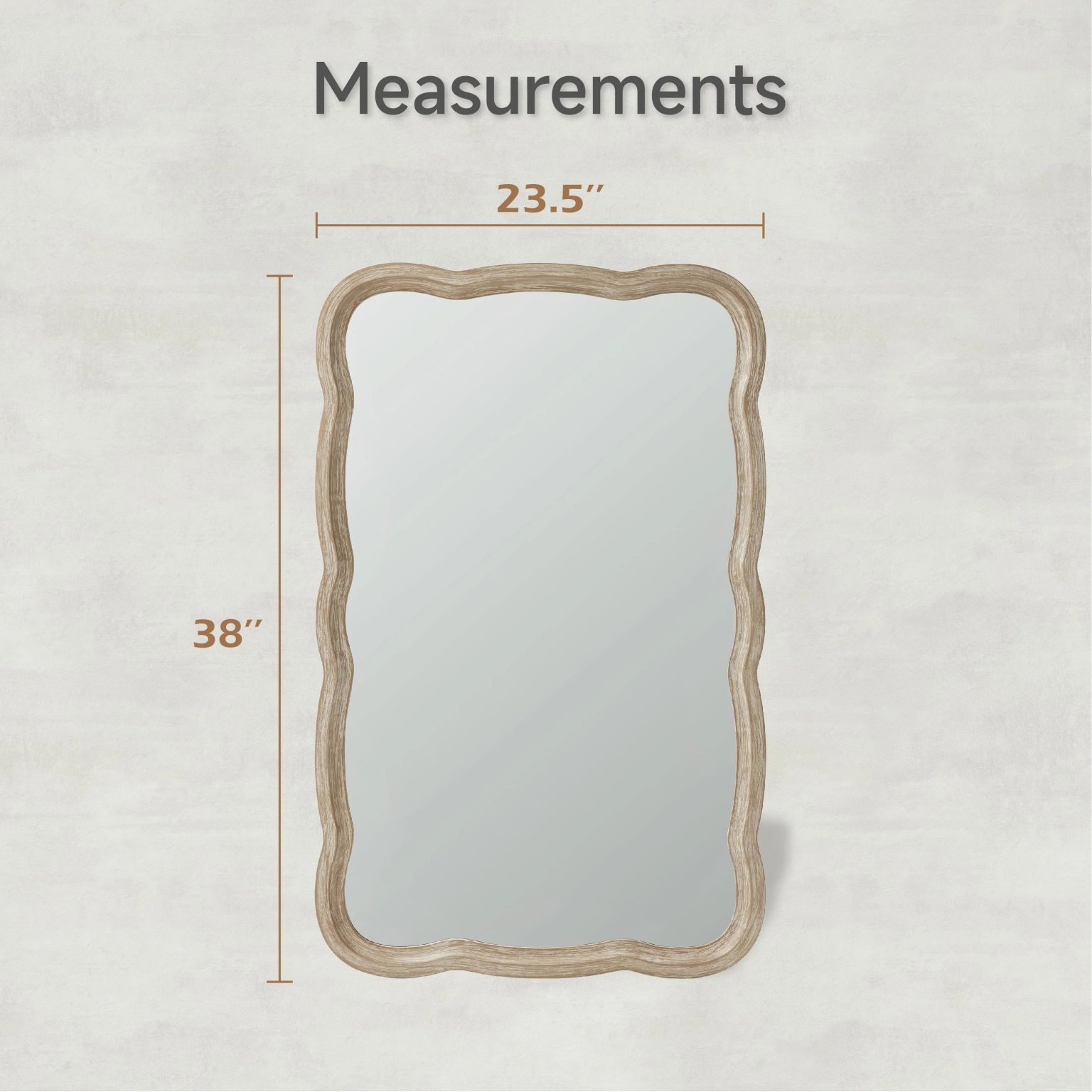 ZenVora Curved Scallop Wood Frame Accent Mirror, Modern Decorative Wall Mirror for Living Room, Bedroom and Entryway