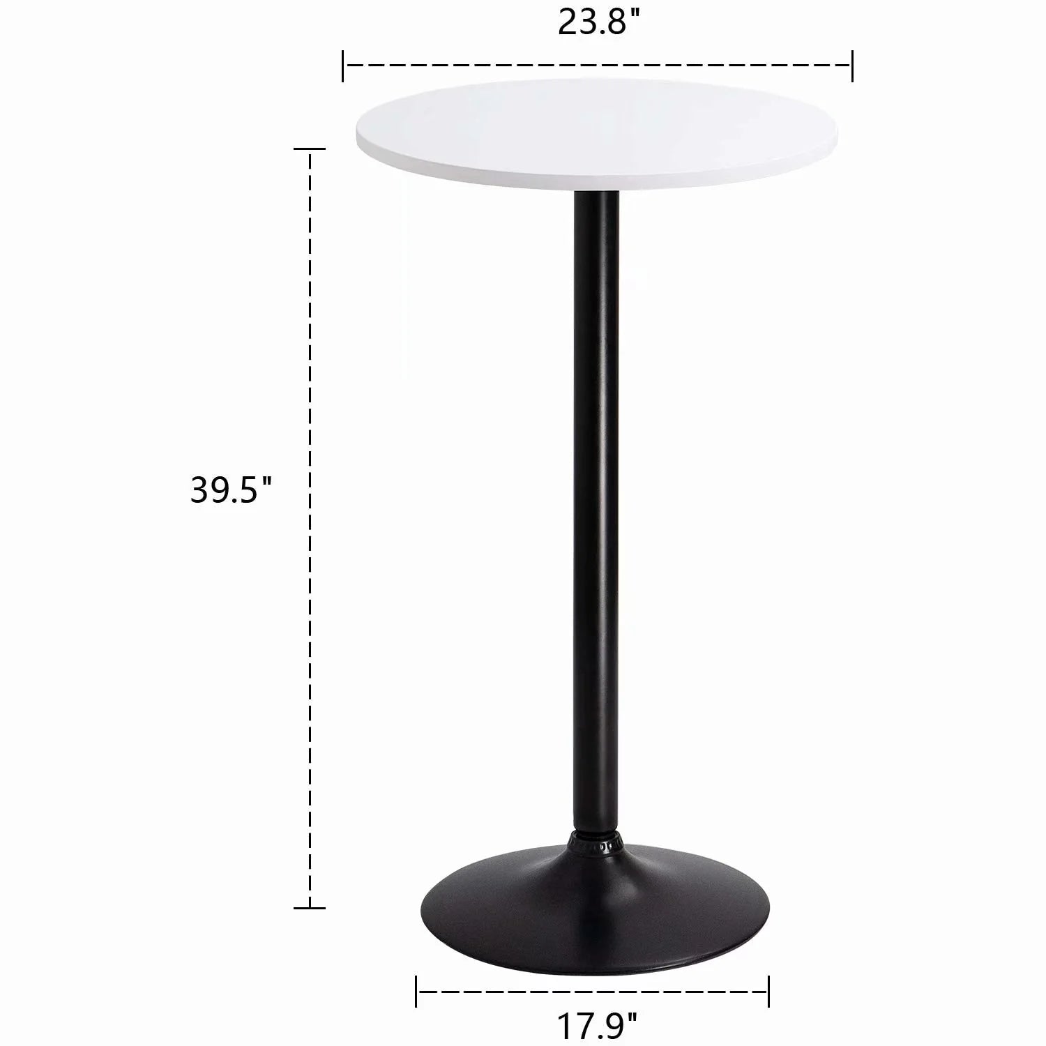 ZenVora Round Bistro Pub Table, Bar Height Cocktail Table with Metal Base and MDF Top, 23.8 Inch