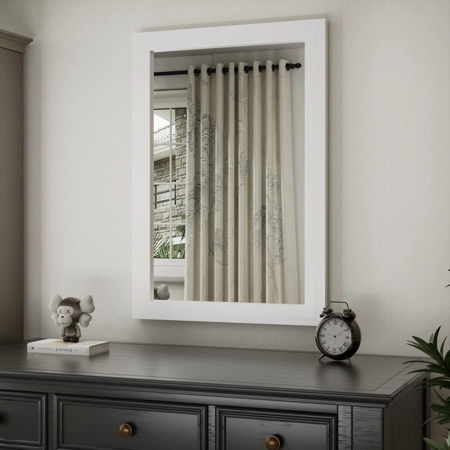 ZenVora Modern Rectangular Wall Mirror with Wood Frame, Bathroom and Barn Door Mirror, Multiple Sizes
