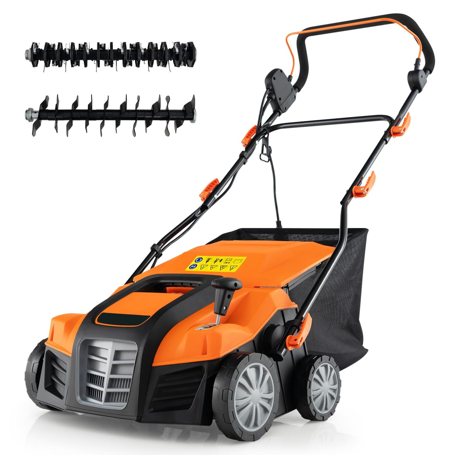 ZenVora 2-in-1 Electric Scarifier and Lawn Dethatcher, 16-Inch 15A Corded Dethatcher with 14.5-Gallon Collection Bag