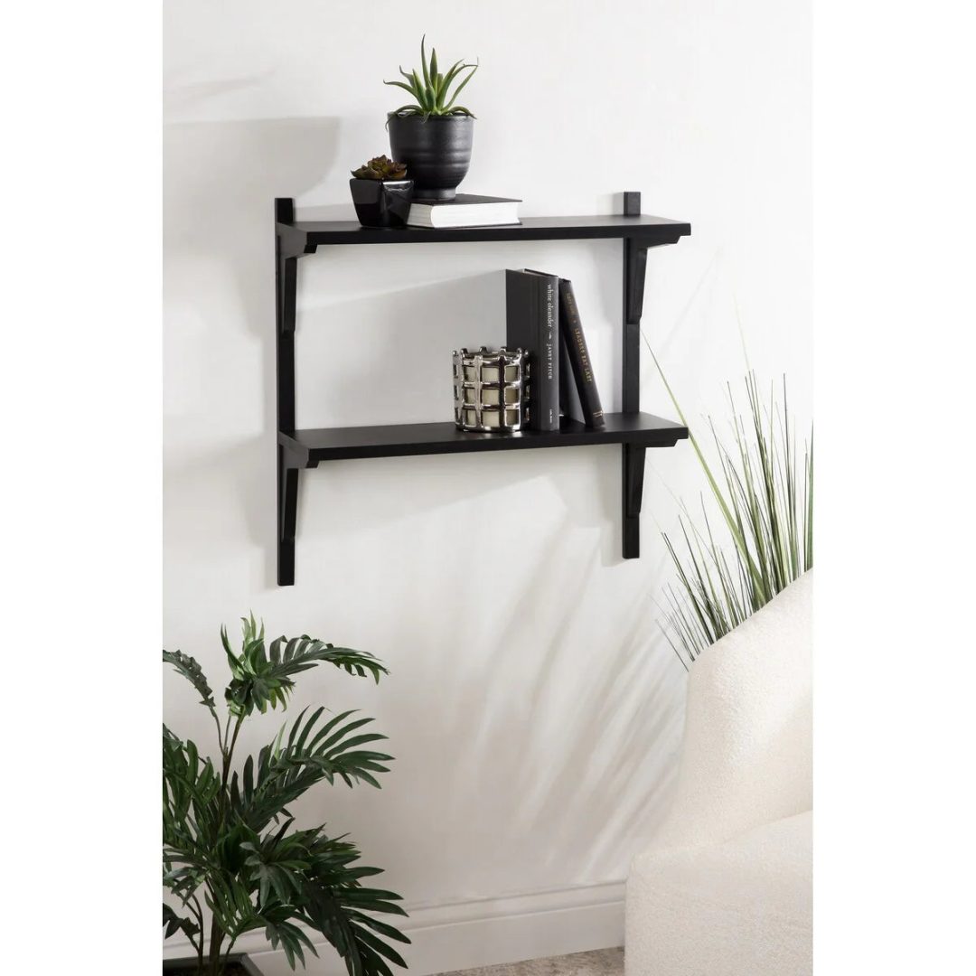 ZenVora Mid-Century Wall Shelves, 24x8x24 Inch Decorative Wall Mounted Storage and Display Shelving for Home Decor