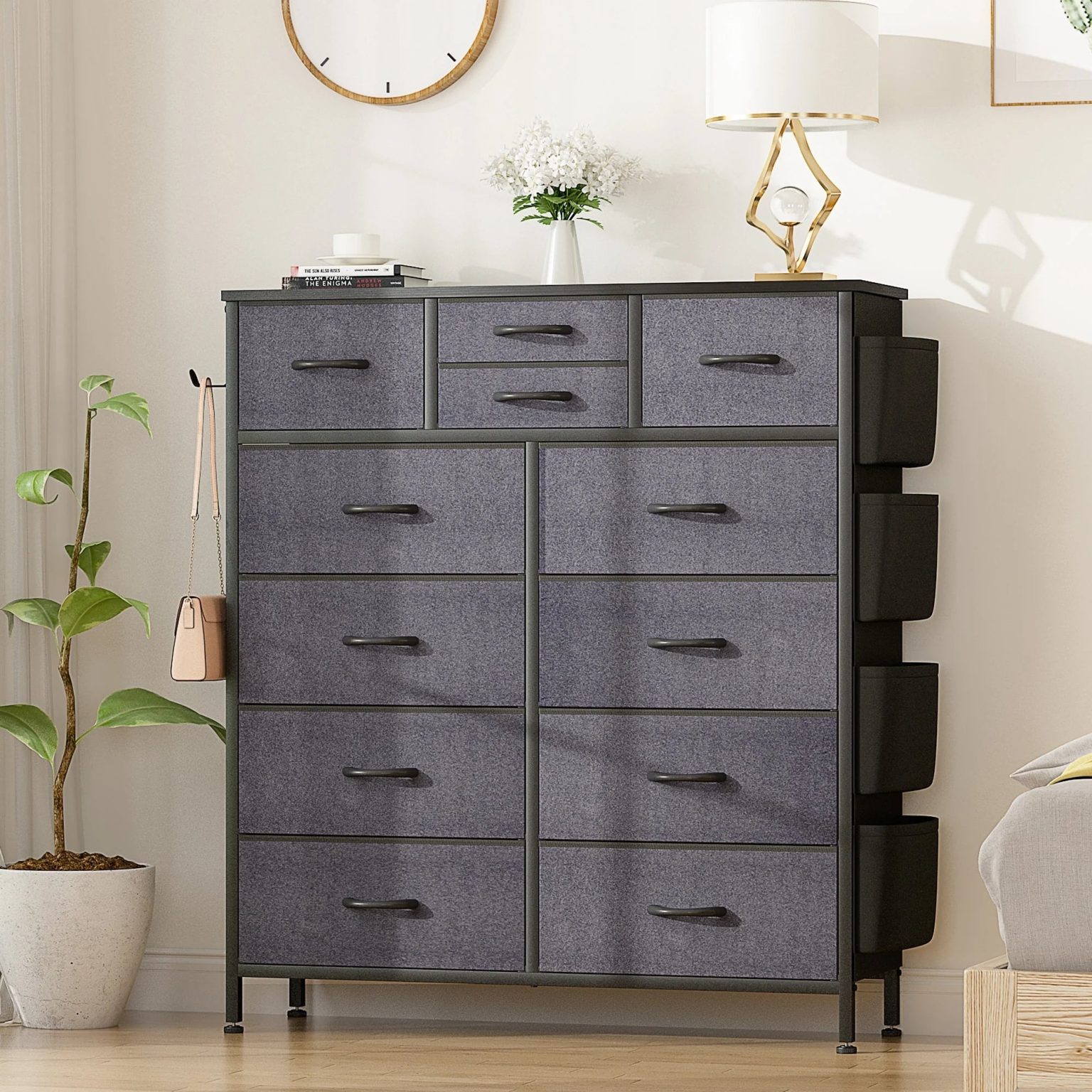 ZenVora 12 Drawer Fabric Dresser, Tall Bedroom Chest of Drawers with Storage