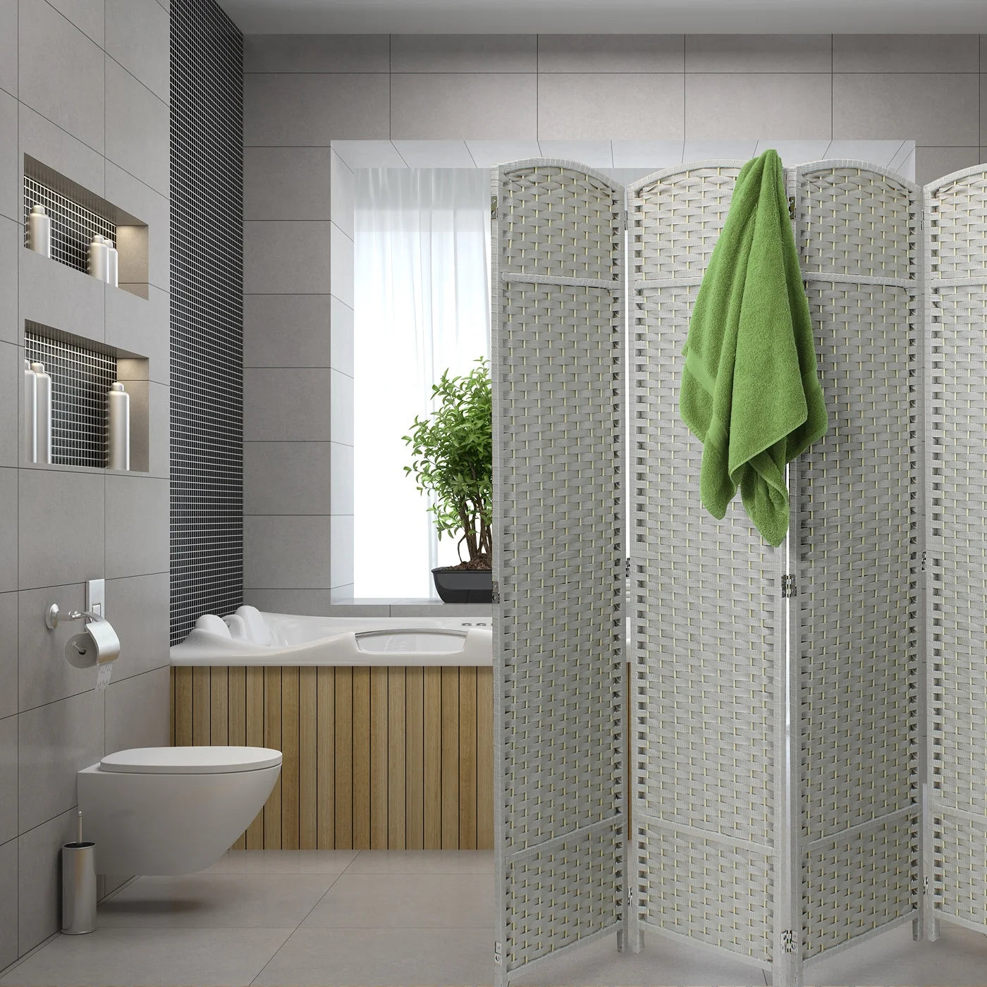 ZenVora Tall Folding Room Divider Screen, Portable Privacy Partition Wall Panel for Bedroom, Living Room and Office