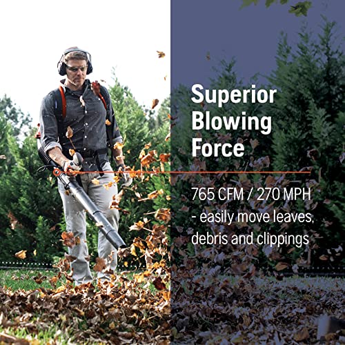 ZenVora 51cc Gas Backpack Leaf Blower, 2.16 HP, 765 CFM, 270 MPH, Ergonomic Design