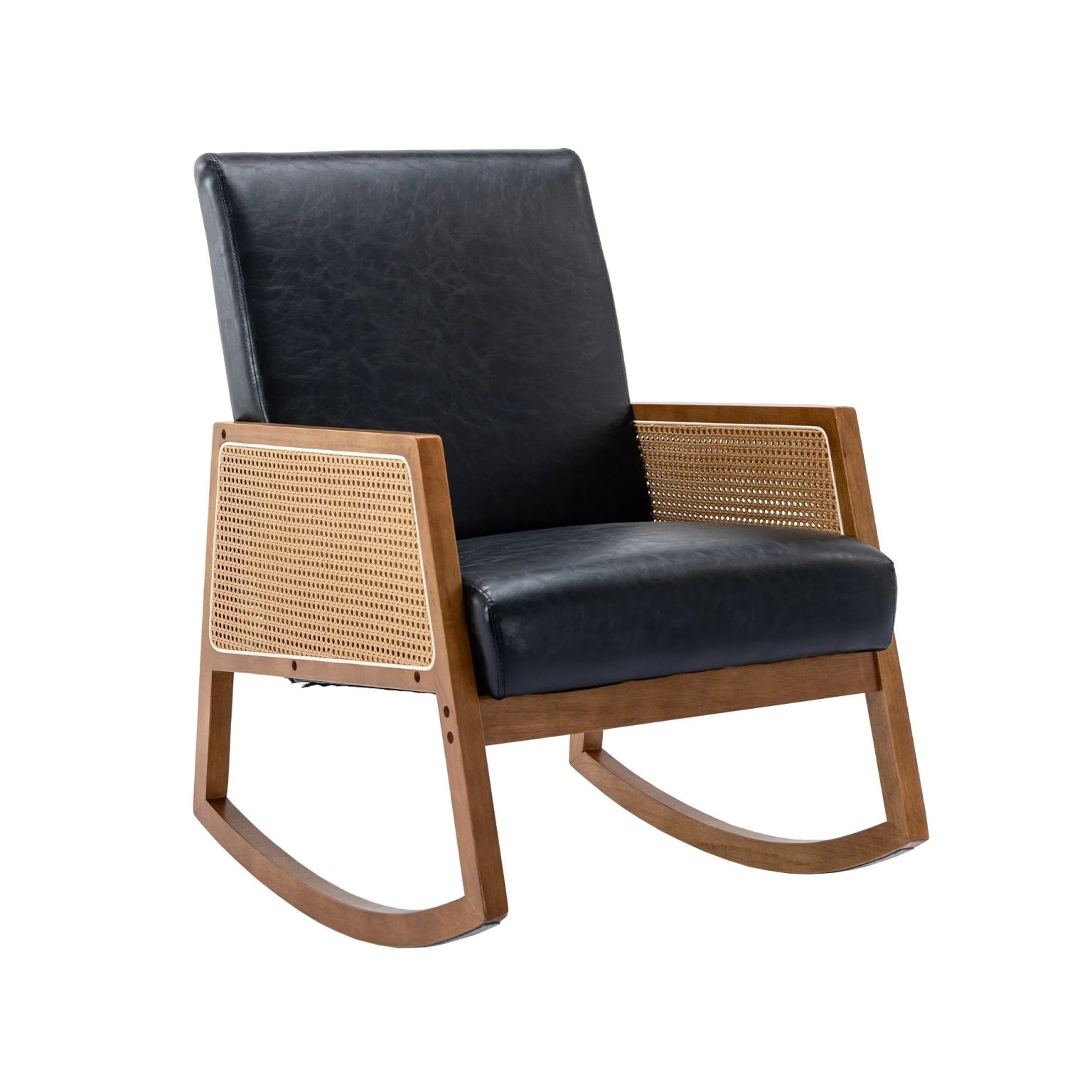 ZenVora Upholstered Tall Back Rocking Chair, Smooth Gliding Accent Armchair for Comfortable Living Room Seating
