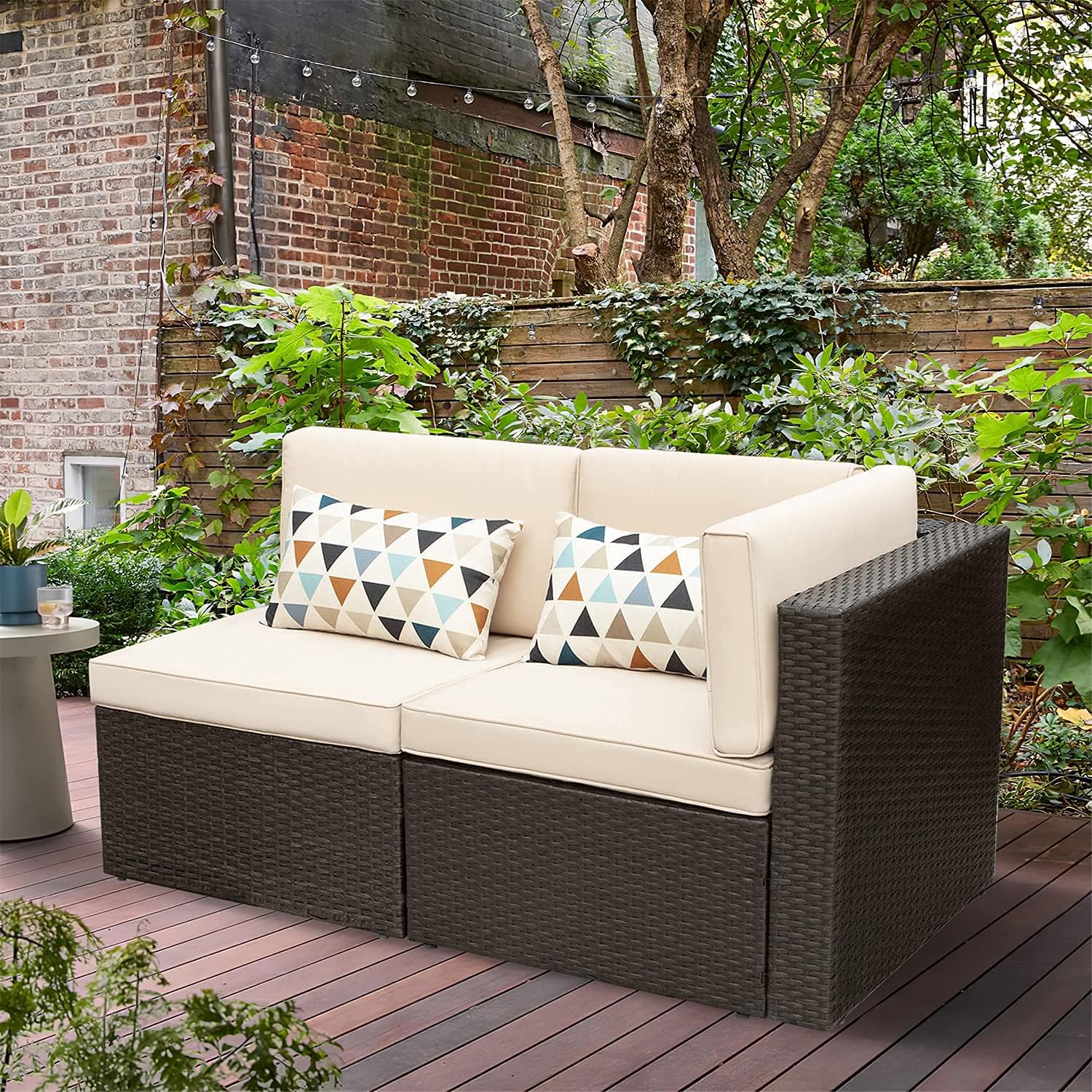 ZenVora 5-Piece All-Weather Patio Furniture Set with Cushions, Outdoor Wicker Conversation Sofa Set for Garden, Deck & Backyard