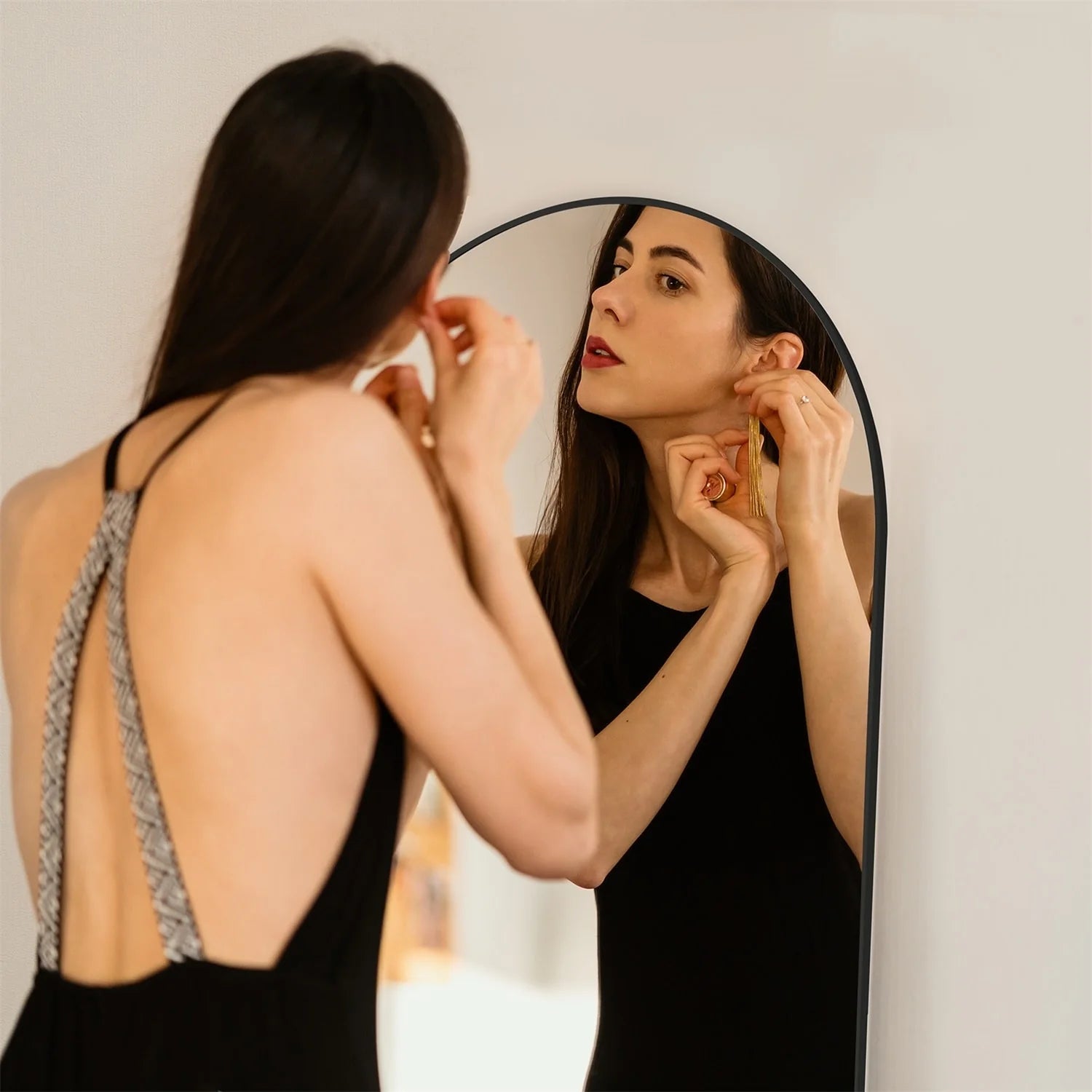 ZenVora Full Length Mirror with Stand, Aluminum Alloy Frame Full Body Floor Mirror for Bedroom and Cloakroom