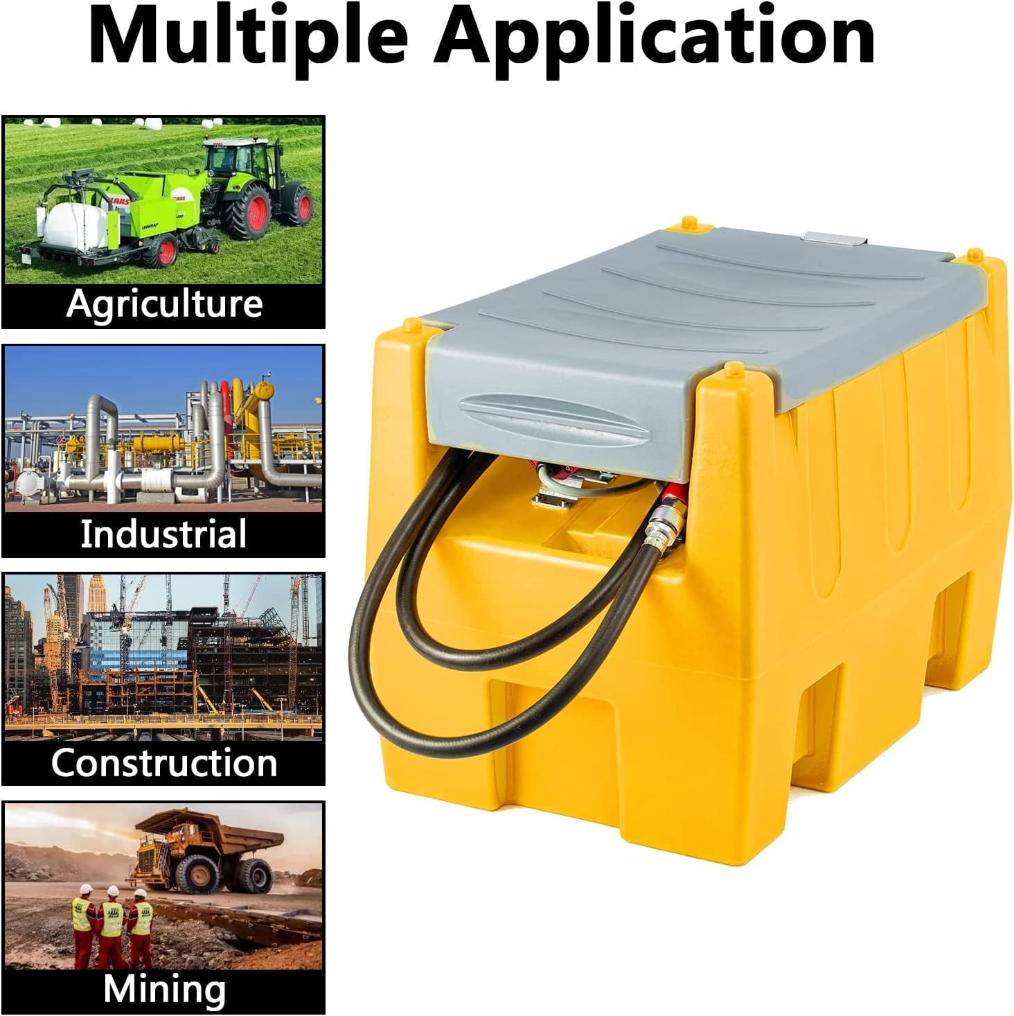 ZenVora 58-Gallon Portable Gasoline Fuel Tank with 12V Electric Transfer Pump, 40 GPM, 4-Meter Hose, Yellow