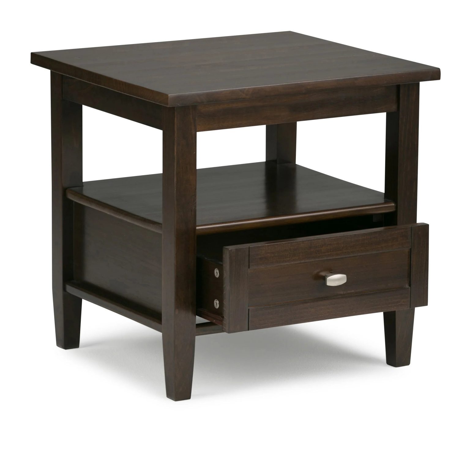 ZenVora 20 Inch Wide Solid Wood Rectangle End Table, Transitional Side Table