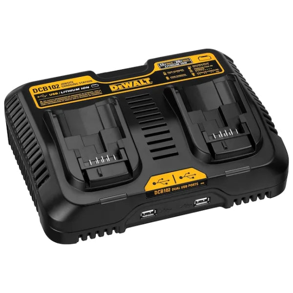 ZenVora 12V/20V Dual Battery Charger Charging Station for Jobsite Tools, Black