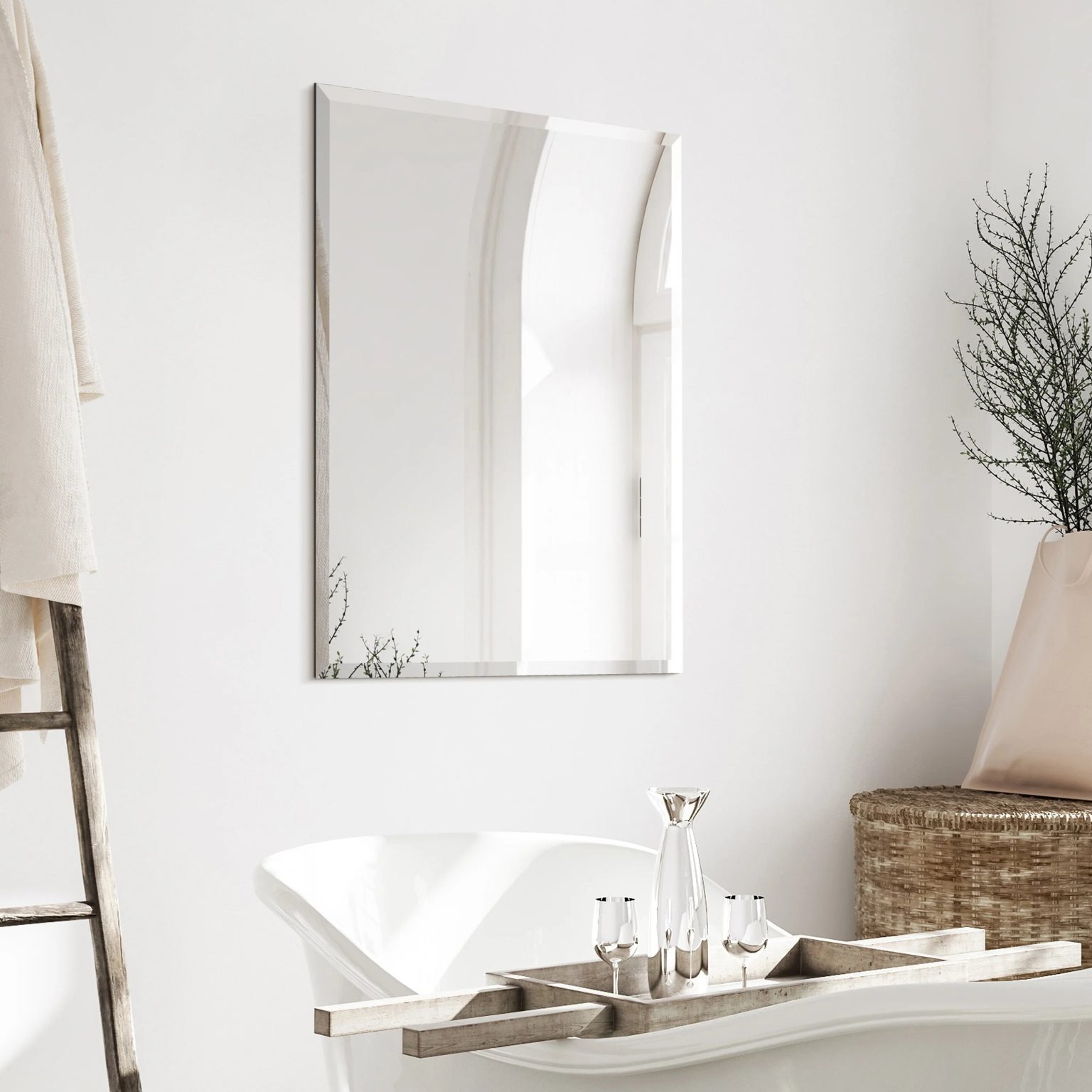 ZenVora Frameless Beveled Prism Wall Mirror, Clear Square or Rectangular Decorative Mirror for Bathroom, Bedroom and Home Decor