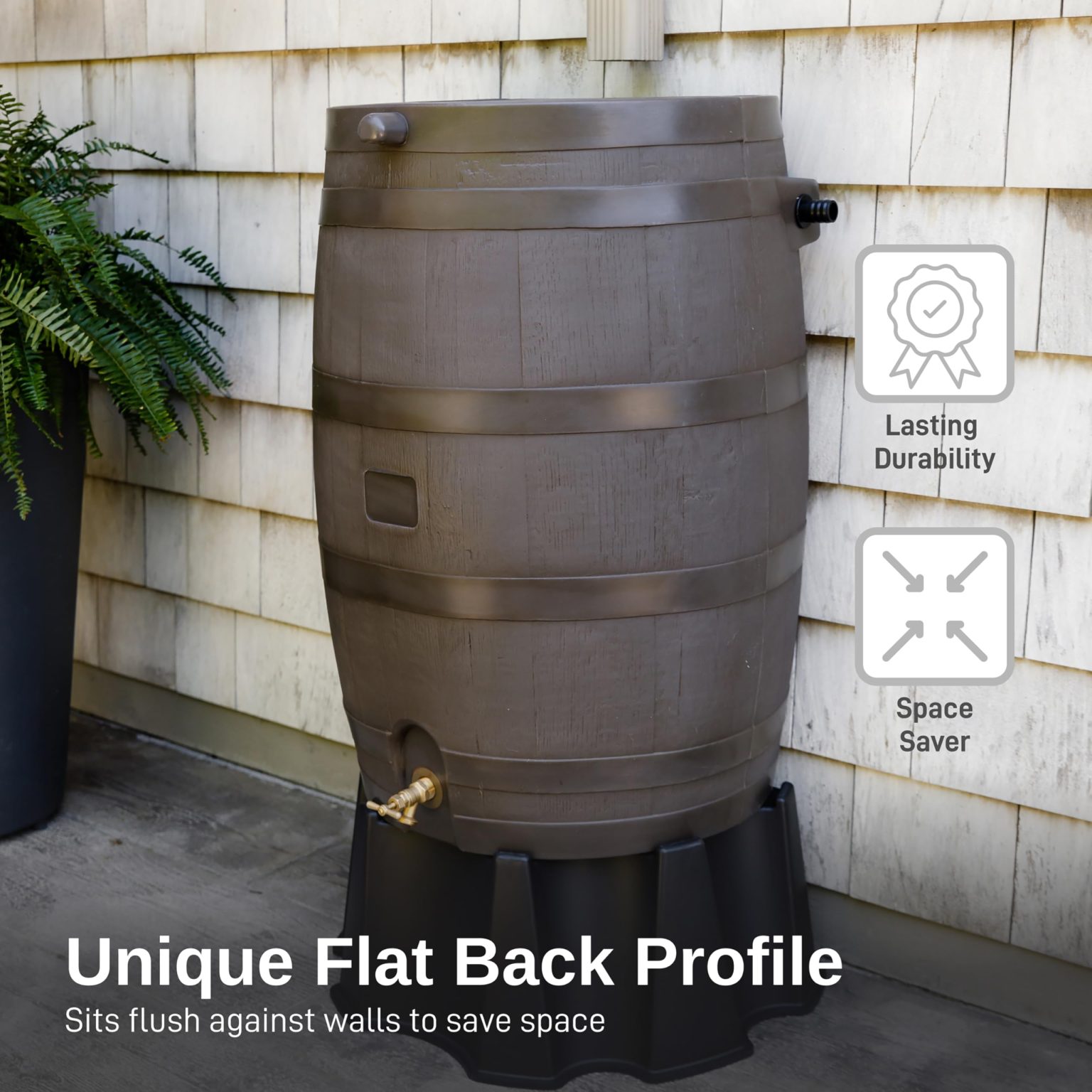 ZenVora 50 Gallon Rain Barrel with Brass Spigot, Large Outdoor Rainwater Collection and Storage Container for Garden