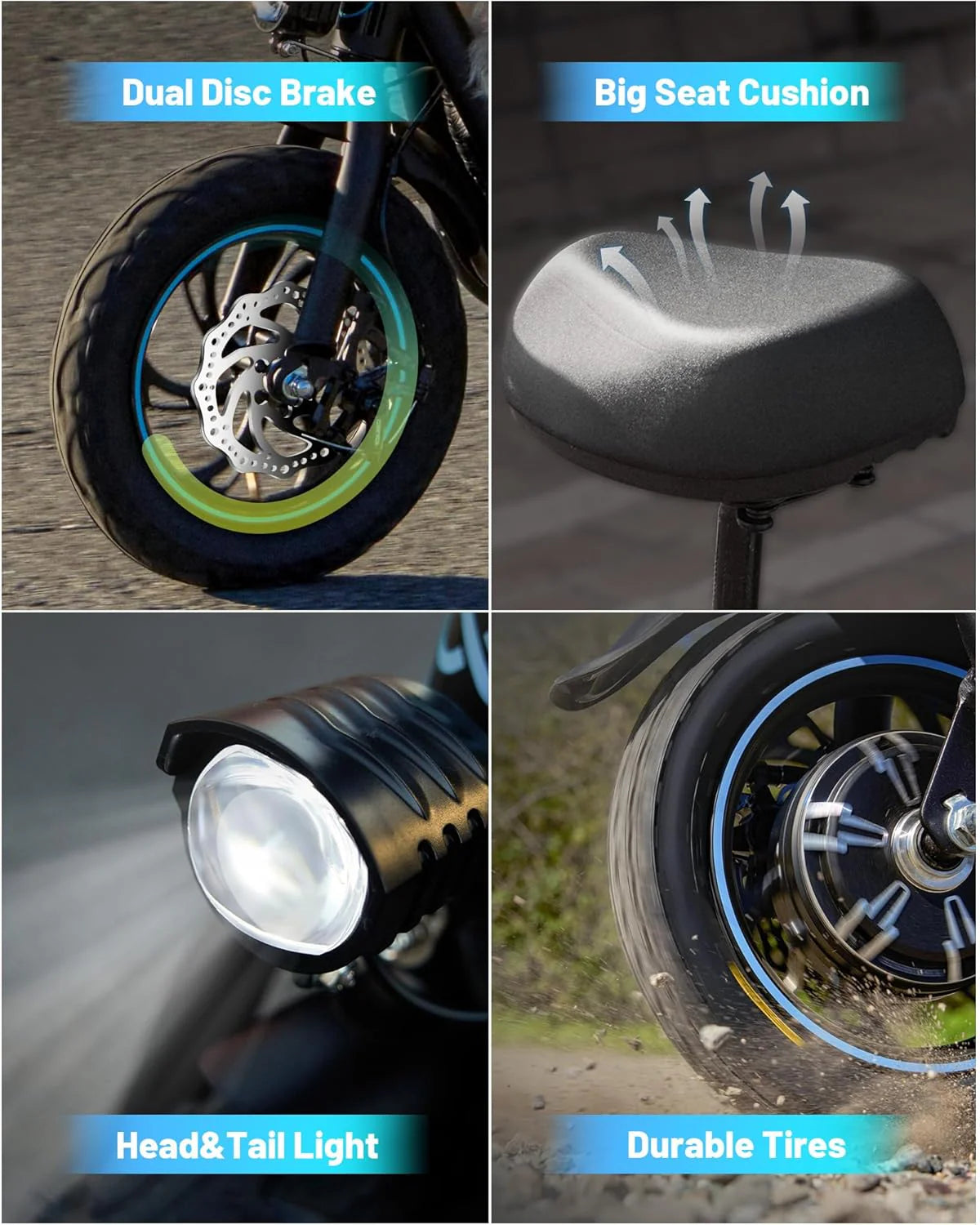 ZenVora Adults Electric Scooter with Large Middle Basket