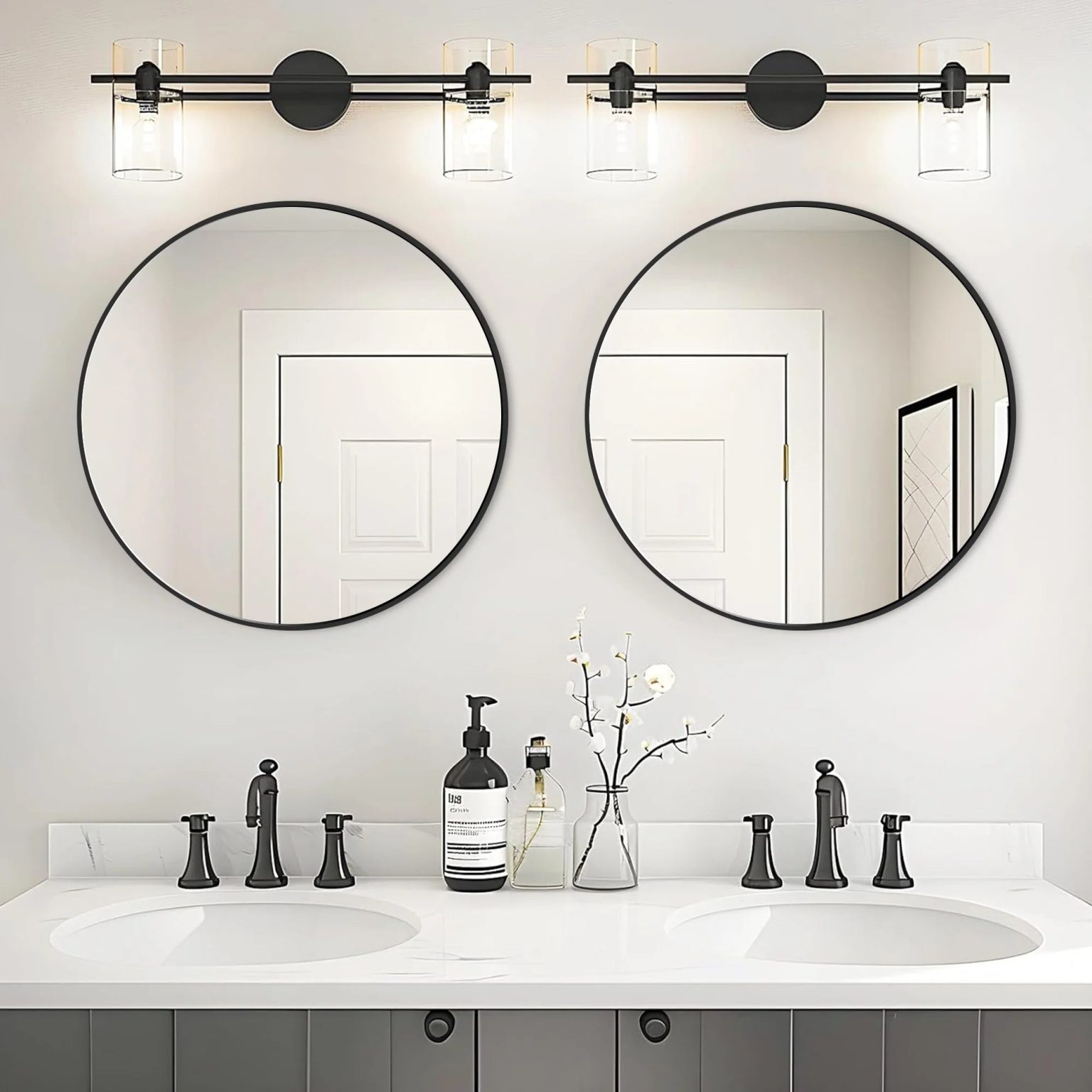 ZenVora Modern Round Bathroom Vanity Mirror, Wall Mounted Circular Mirror for Bathroom, Bedroom and Home Decor