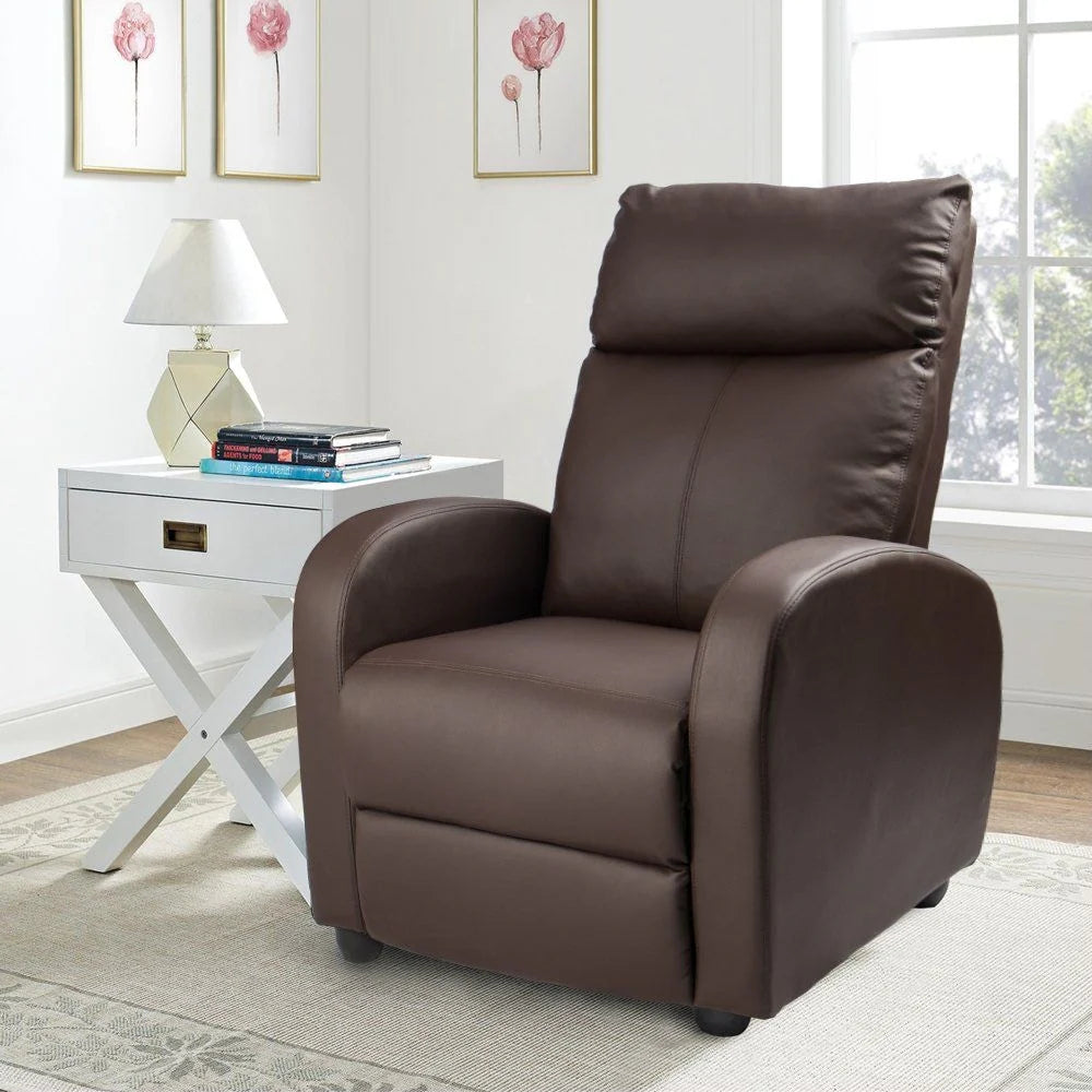 ZenVora PU Leather Recliner Chair, Single Living Room Sofa Lounge Chair with Reclining Function