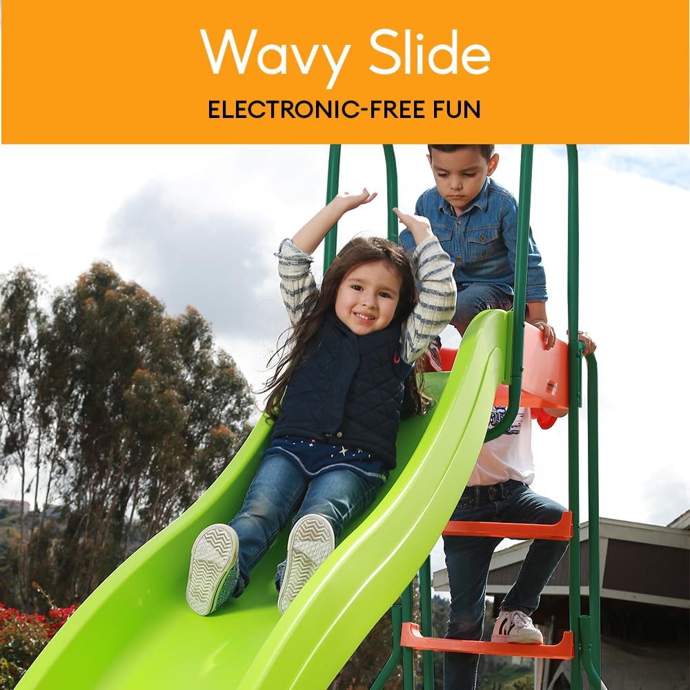 ZenVora 10-Foot Outdoor Playground Slide for Kids, Freestanding Plastic Backyard Slide, Large Swing Set Slide, Outdoor Play Equipment for Ages 4-8