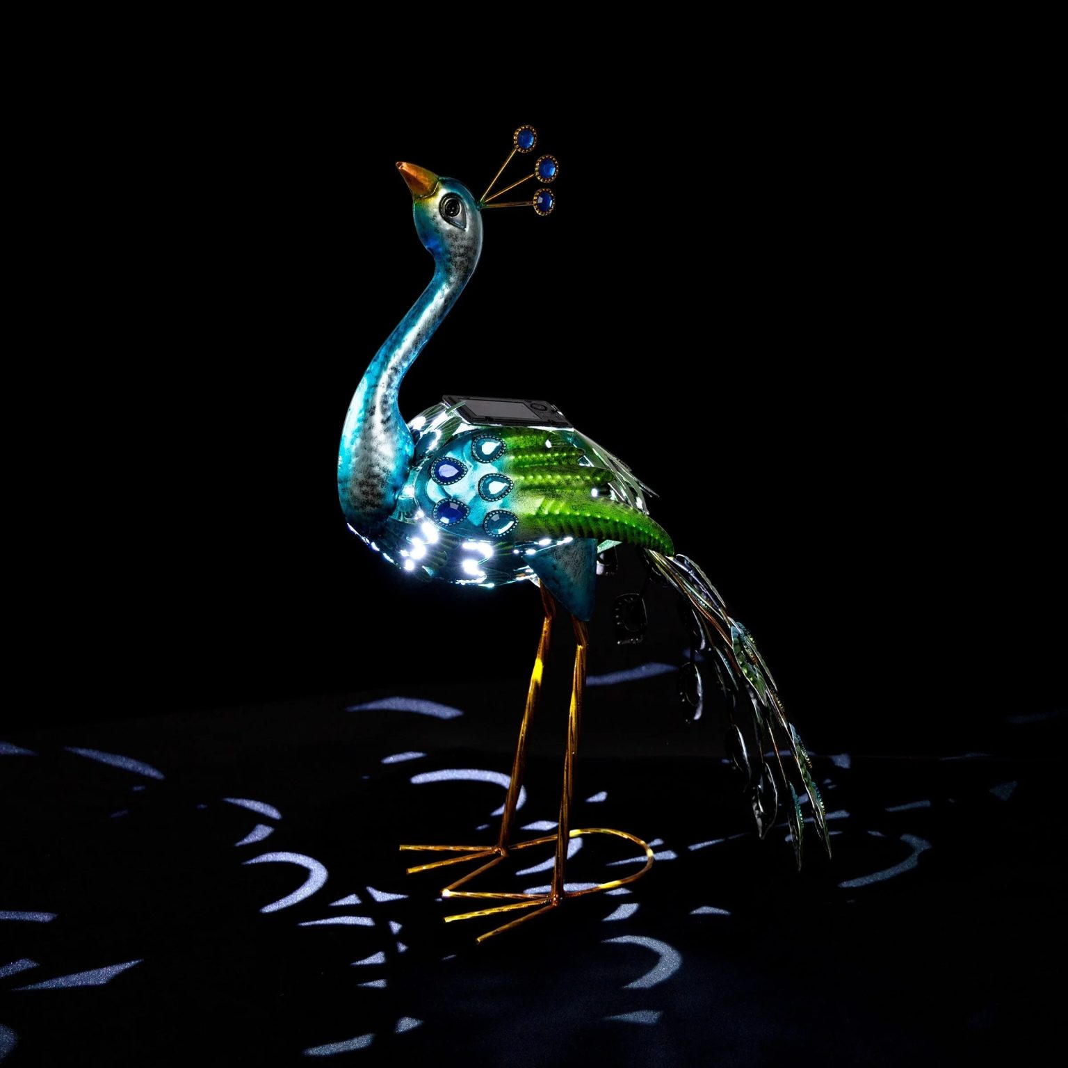 ZenVora Tall Metallic Peacock Garden Statue, Multicolor Outdoor Standing Bird Sculpture for Yard, Patio and Garden Decoration