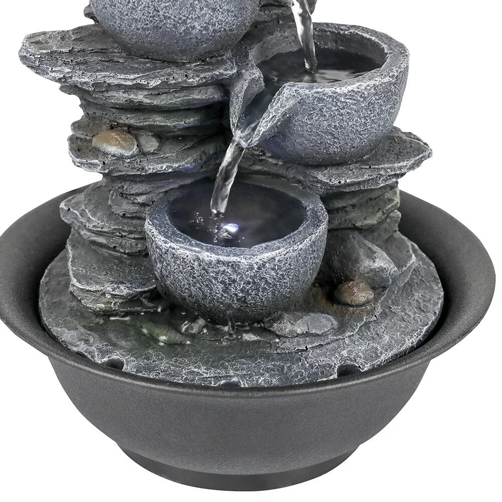 ZenVora 4-Tier Indoor Water Fountain, Relaxing Waterfall Feature for Home, Living Room and Bedroom Decor