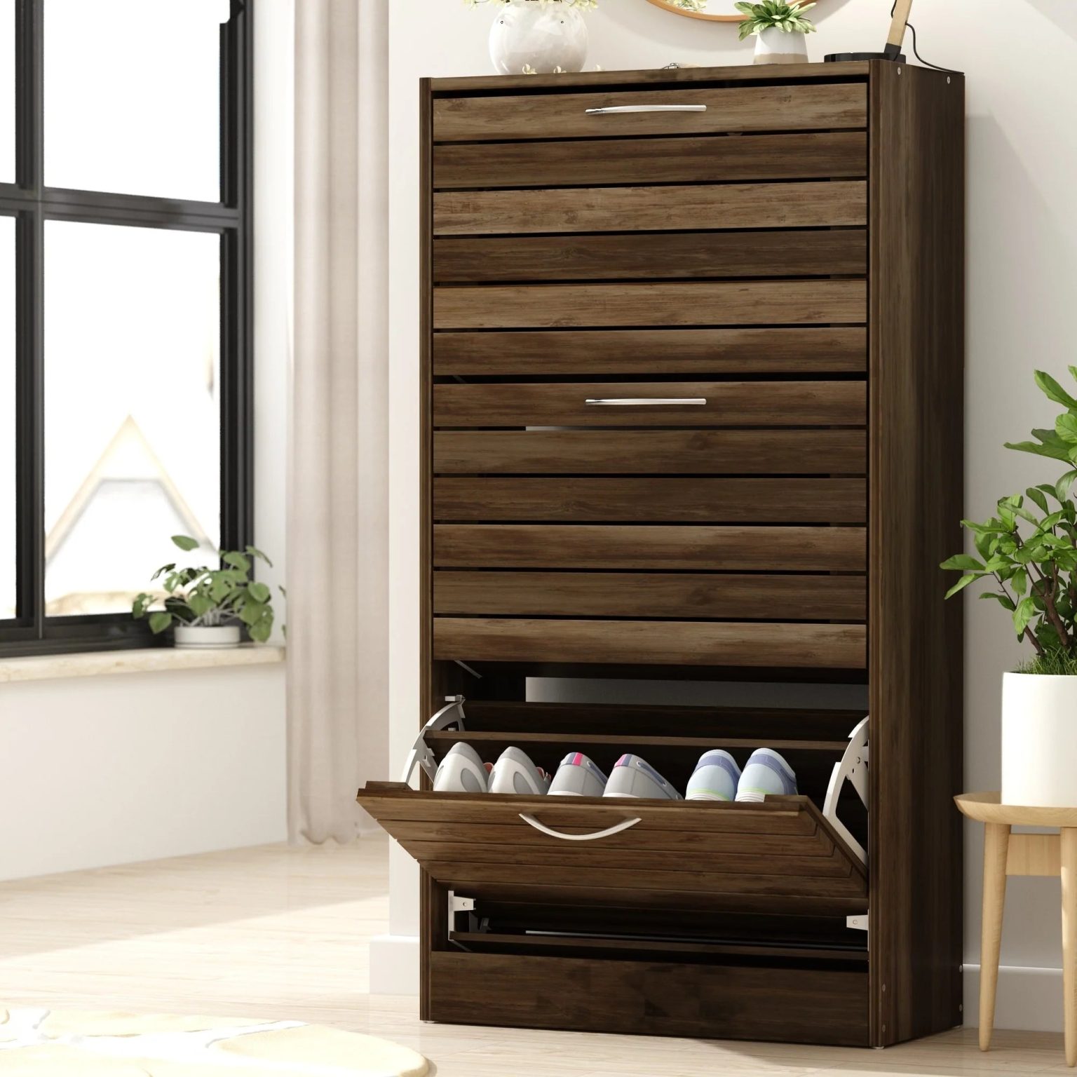 ZenVora Modern Shoe Storage Cabinet for Entryway and Hallway, Space-Saving Shoe Organizer