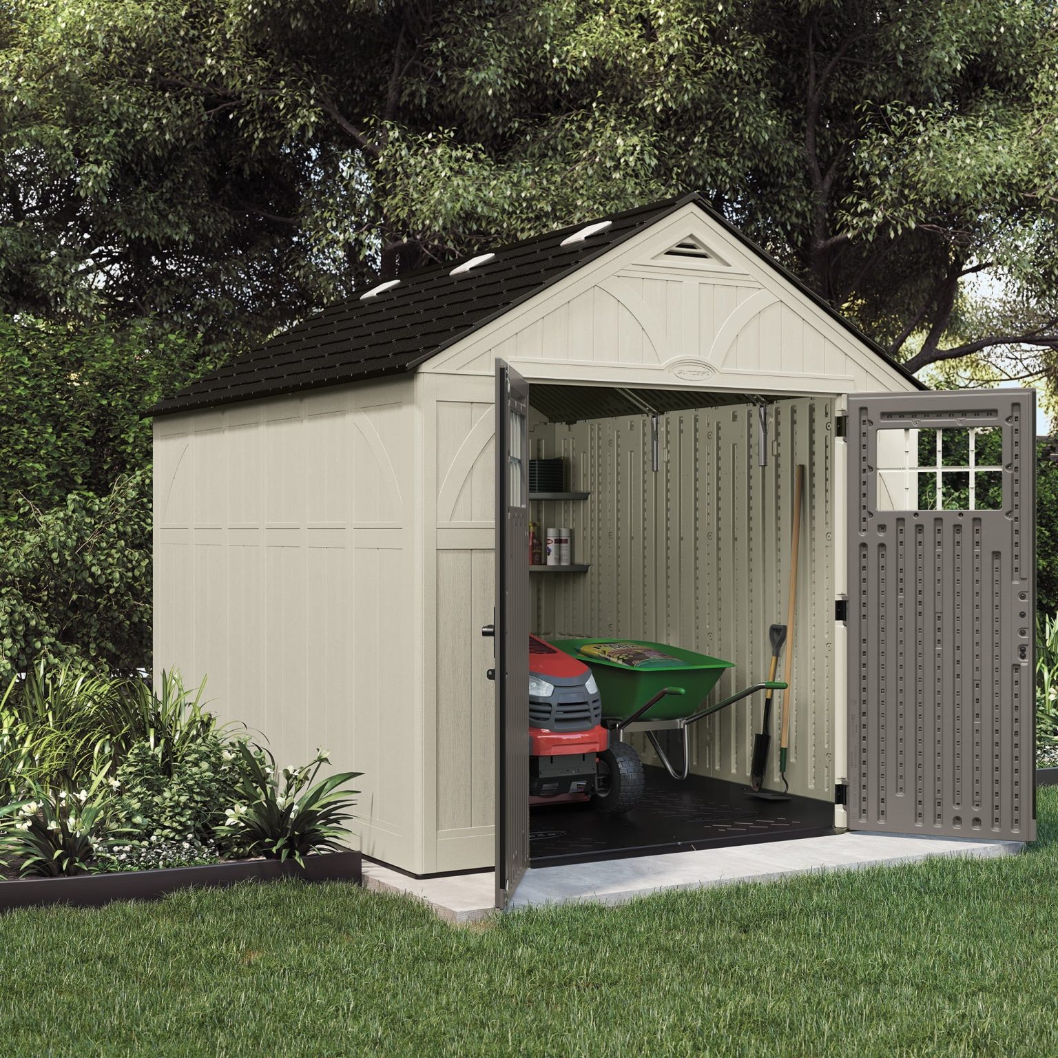 ZenVora 8 x 10 ft. Metal and Resin Storage Shed, Vanilla