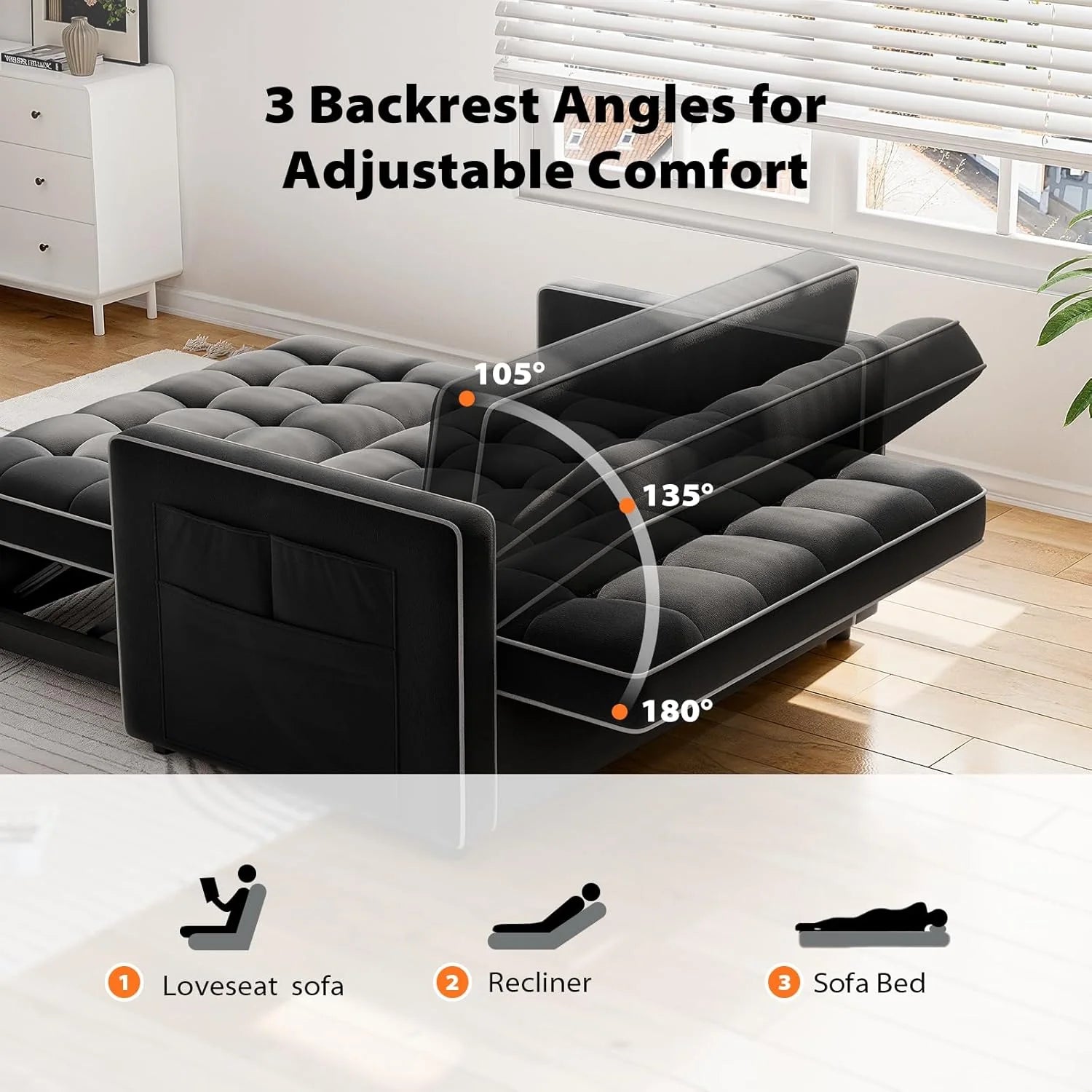 ZenVora 3-in-1 Convertible Sleeper Sofa Bed