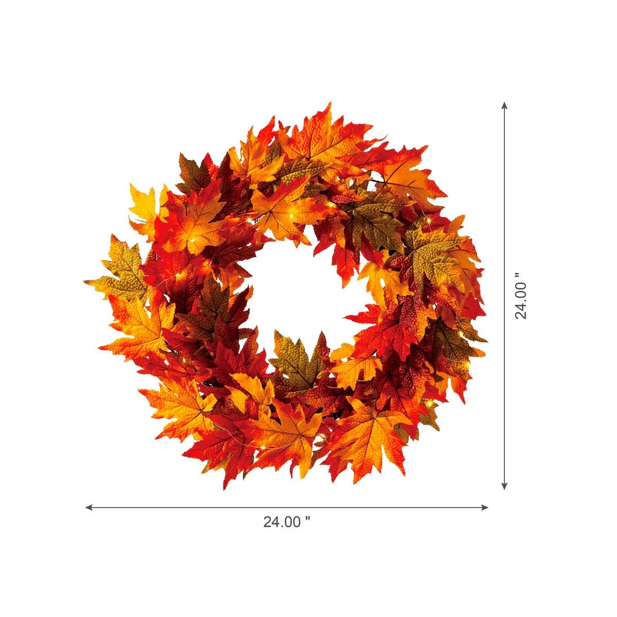 ZenVora Thanksgiving LED Lighted Fall Maple Leaf Wreath and Garland - Autumn Home Decor