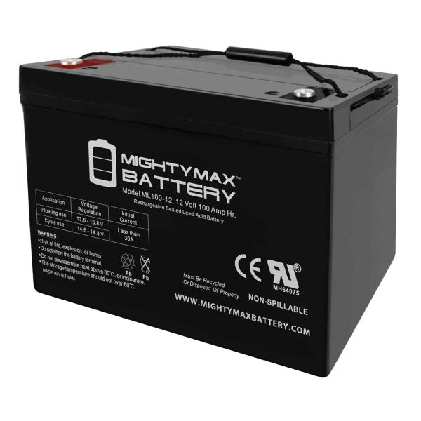 ZenVora 12V 100Ah SLA AGM Battery Replacement, Rechargeable Sealed Lead Acid Battery for Sump Pump and Backup Power