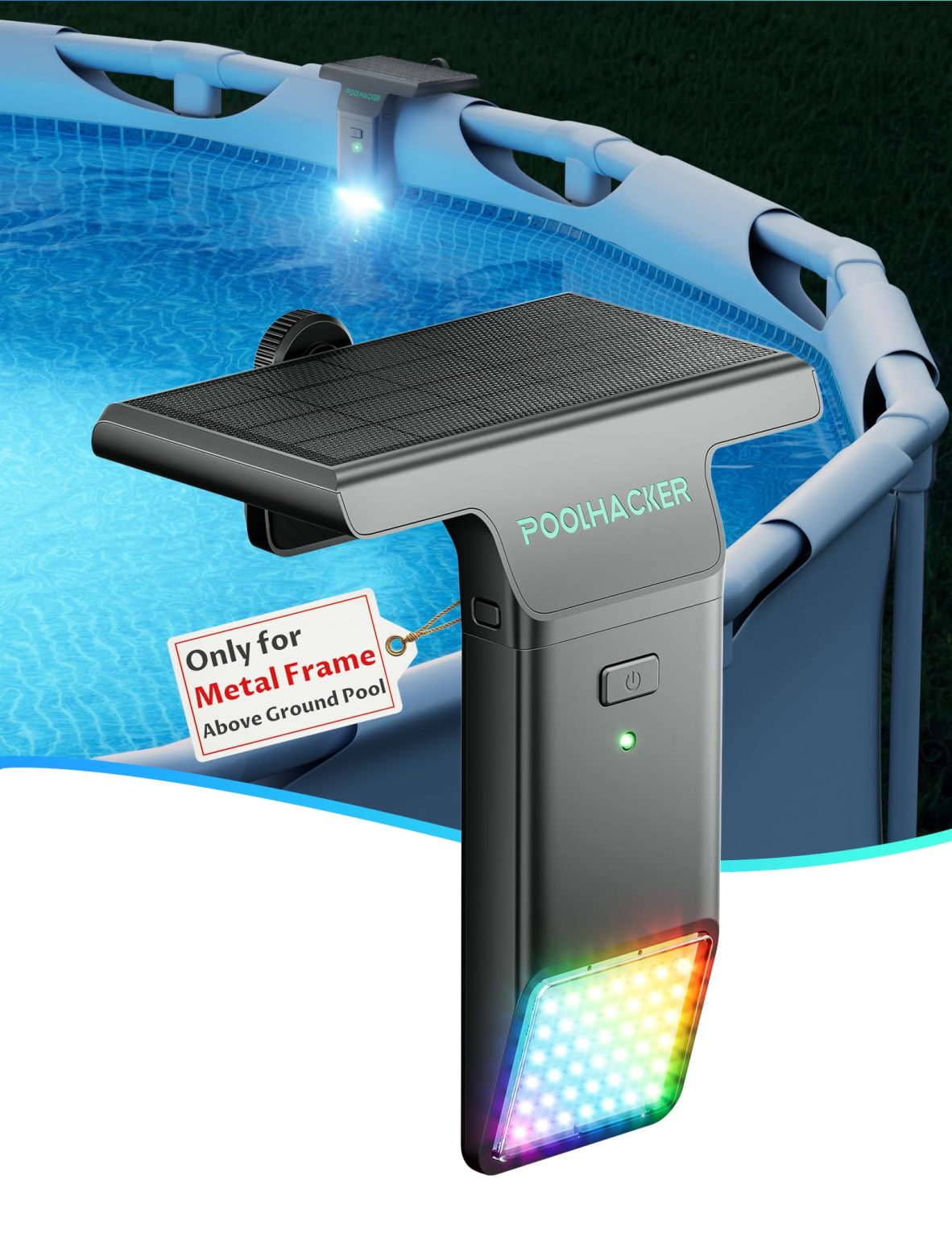 ZenVora Solar Pool Lights for Steel Wall Above Ground Pools, Solar Powered LED Swimming Pool Lighting