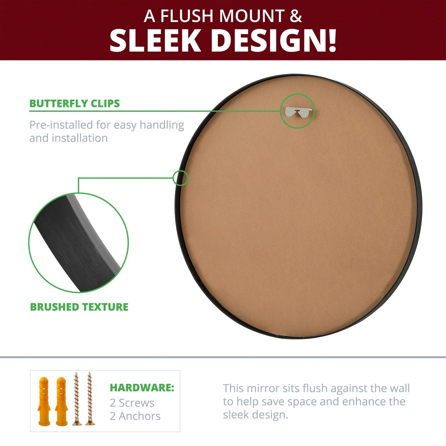 ZenVora Modern Round Aluminum Wall Mirror, Decorative Circular Metal Frame Mirror for Living Room, Bedroom and Entryway