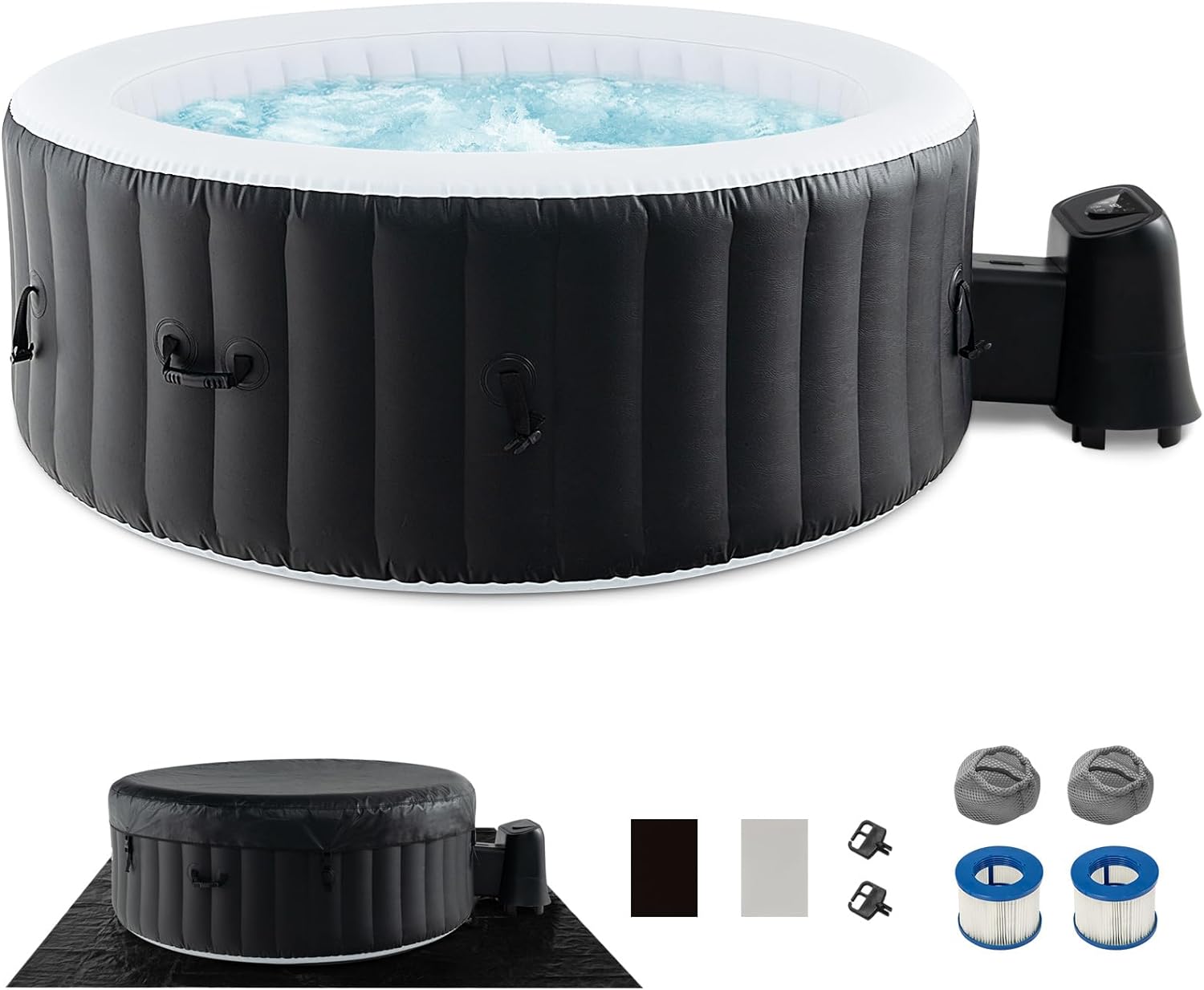 ZenVora 4-6 Person Inflatable Hot Tub Spa - 130 Air Jets Bubble Massage Portable Outdoor Jacuzzi with Heater