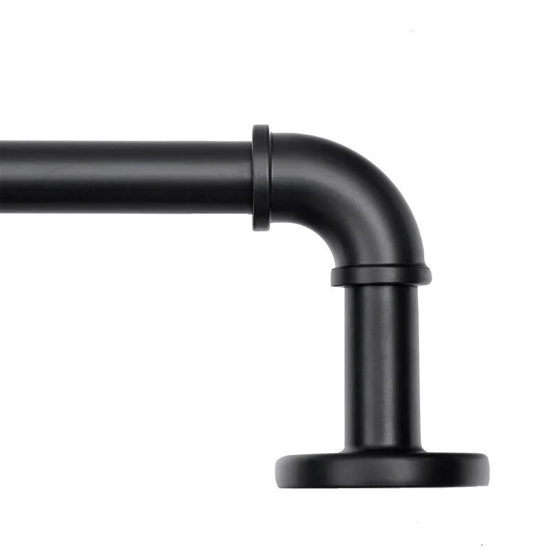 ZenVora 1 Inch Industrial Curtain Rods for Windows, Blackout Wrap-Around Rods, Rustic Matte Black