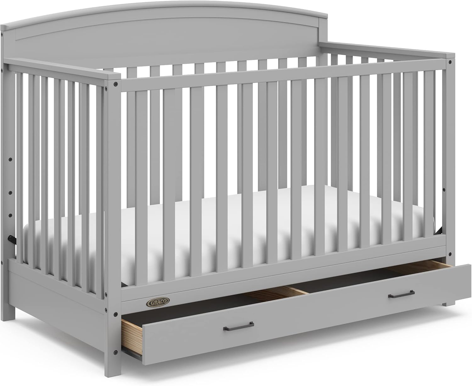 ZenVora 5-in-1 Convertible Baby Bed with Storage Drawers, White, Converts to Toddler Bed, Daybed and Full-Size Bed